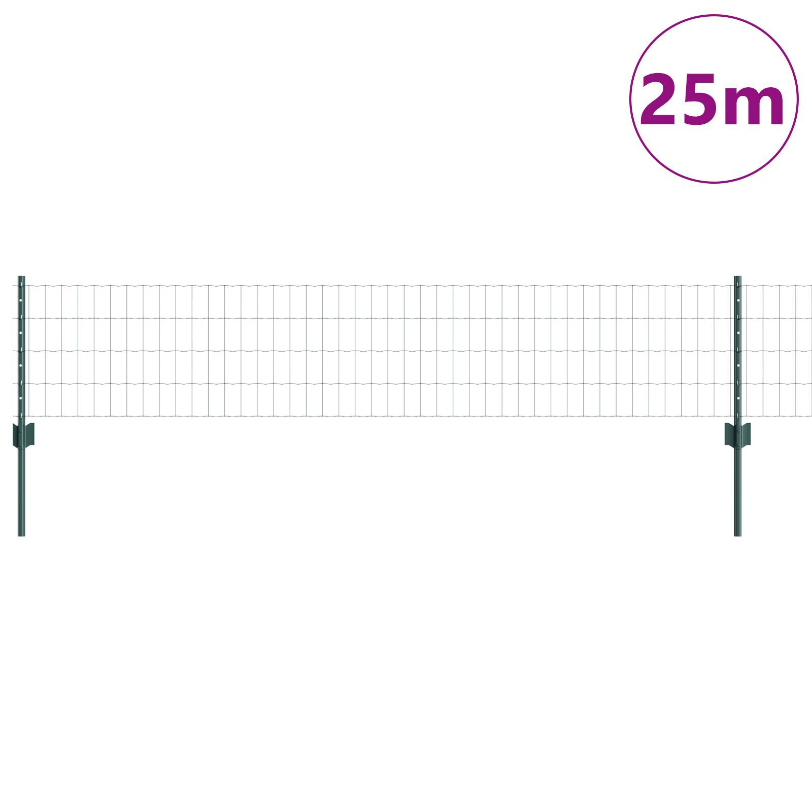 vidaXL Îngrădire cu stâlpi Verde 0.4 x 25 m Oțel