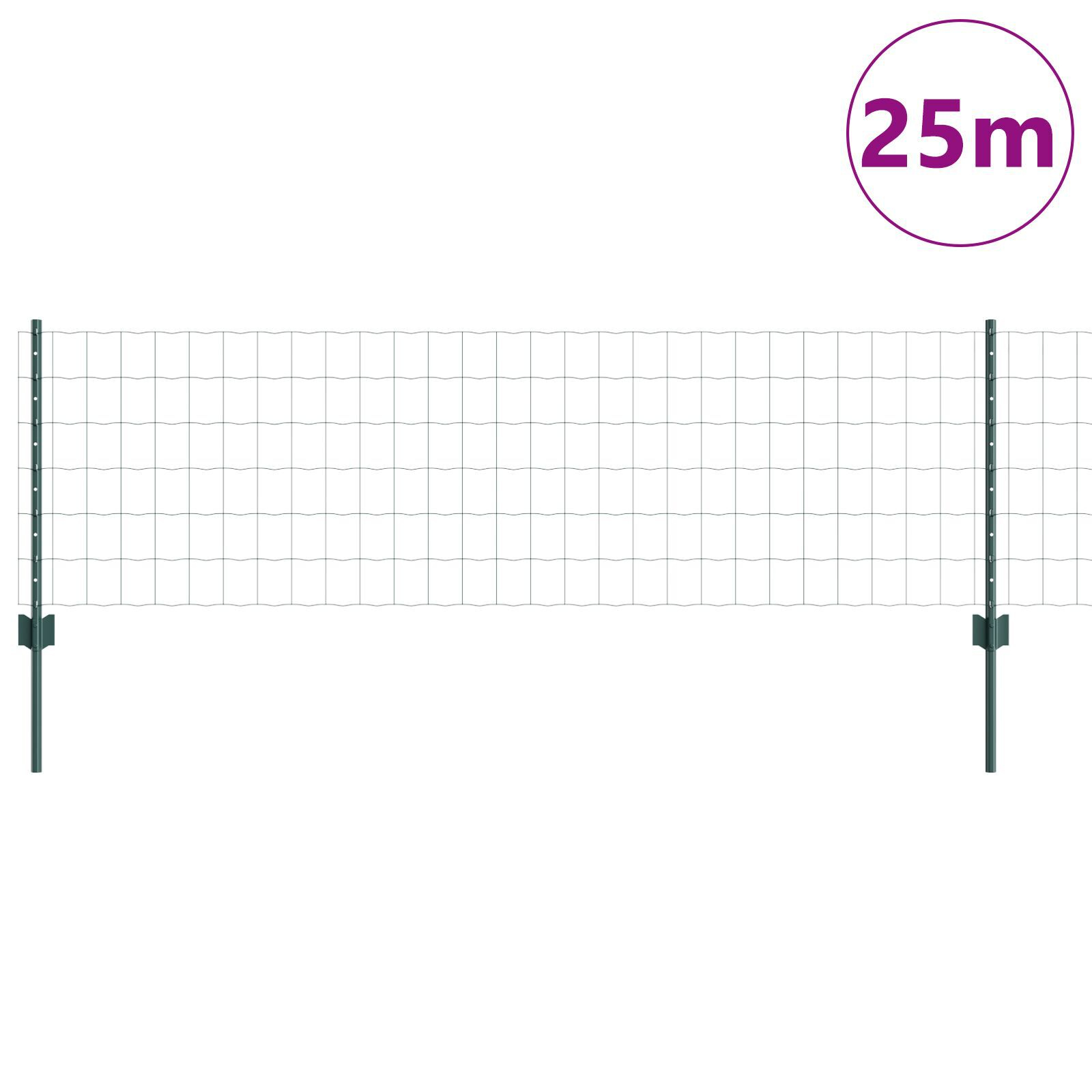 vidaXL Gard Euro cu 11 Stâlpi Verzi 0,6x25 m Oțel