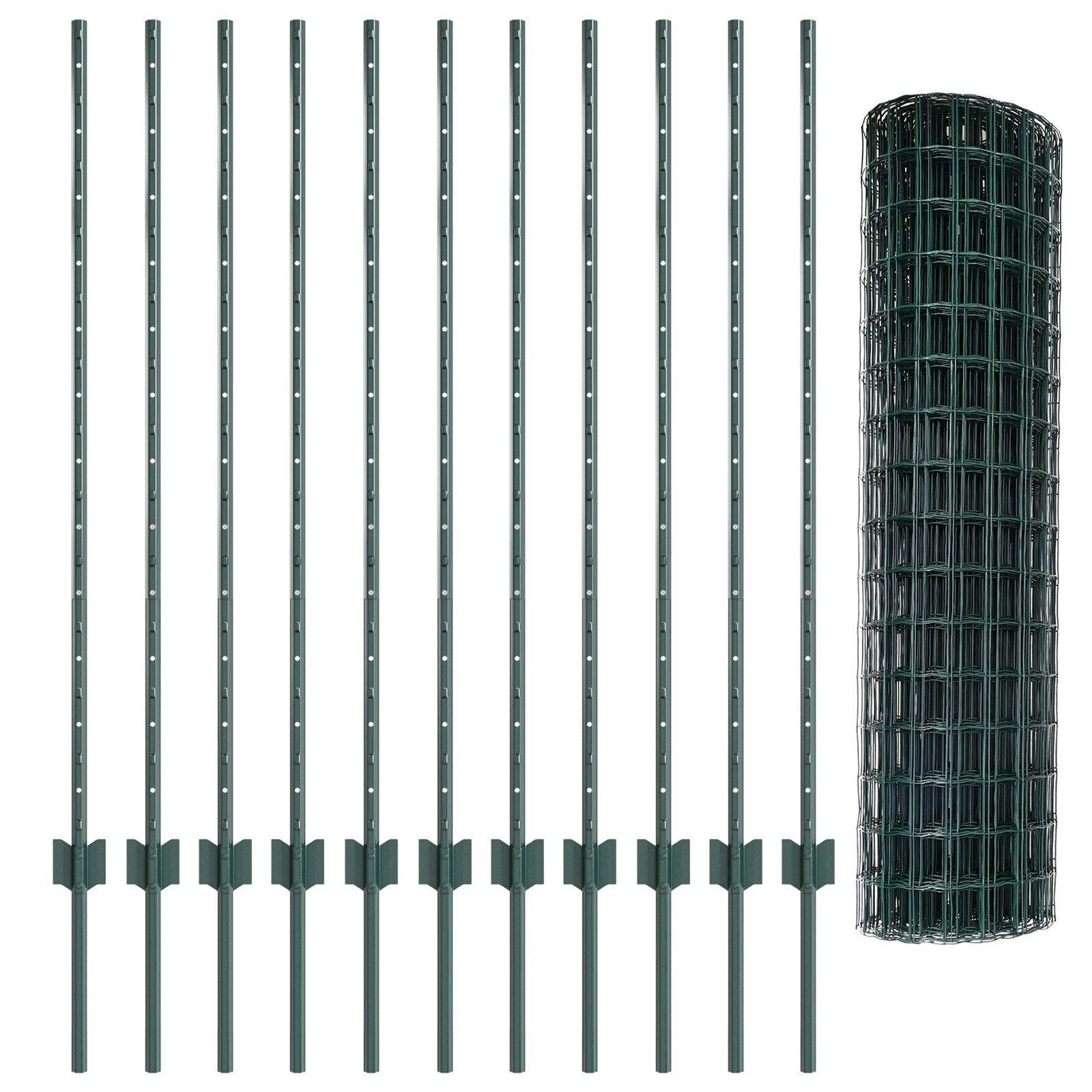 vidaXL Gard cu Stâlp Verde 1,2 x 25 m Oțel și PVC