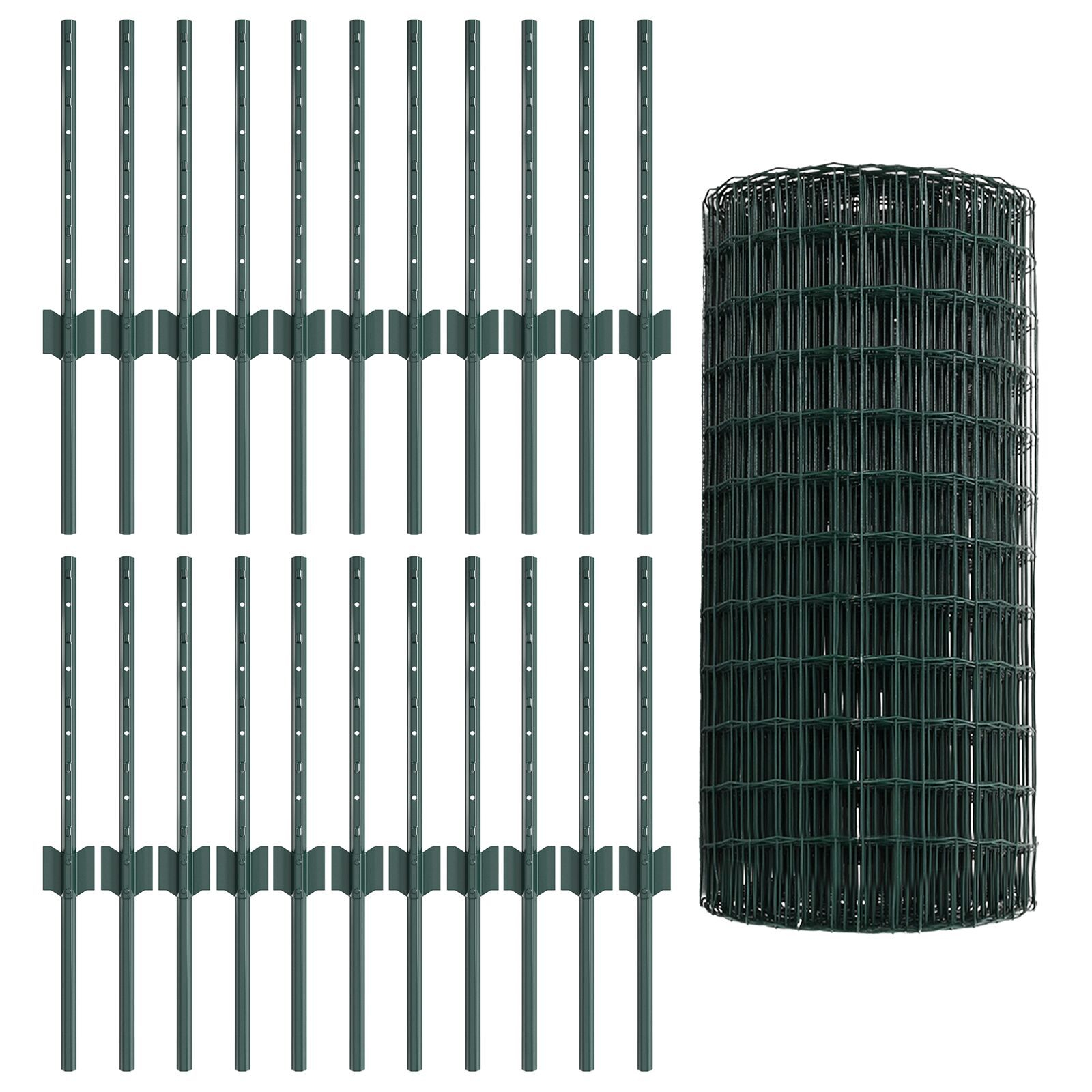 vidaXL Îngrădire cu stâlpi Verde 0.4 x 50 m Oțel vidaXL Îngrădire cu stâlpi Verde 0.4 x 50 m Oțel