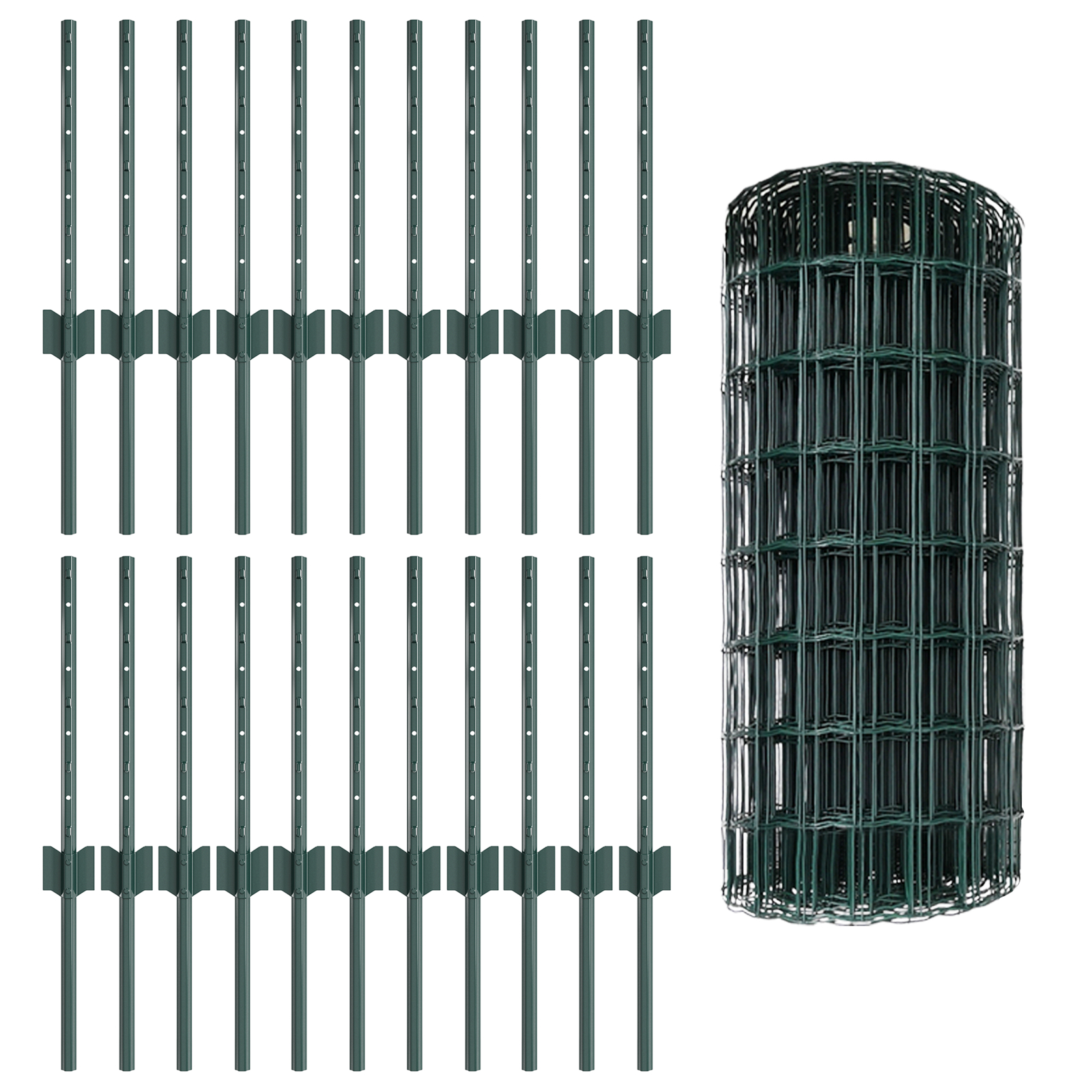 vidaXL Îngrădire cu stâlpi Verde 0.4 x 50 m Oțel vidaXL Îngrădire cu stâlpi Verde 0.4 x 50 m Oțel