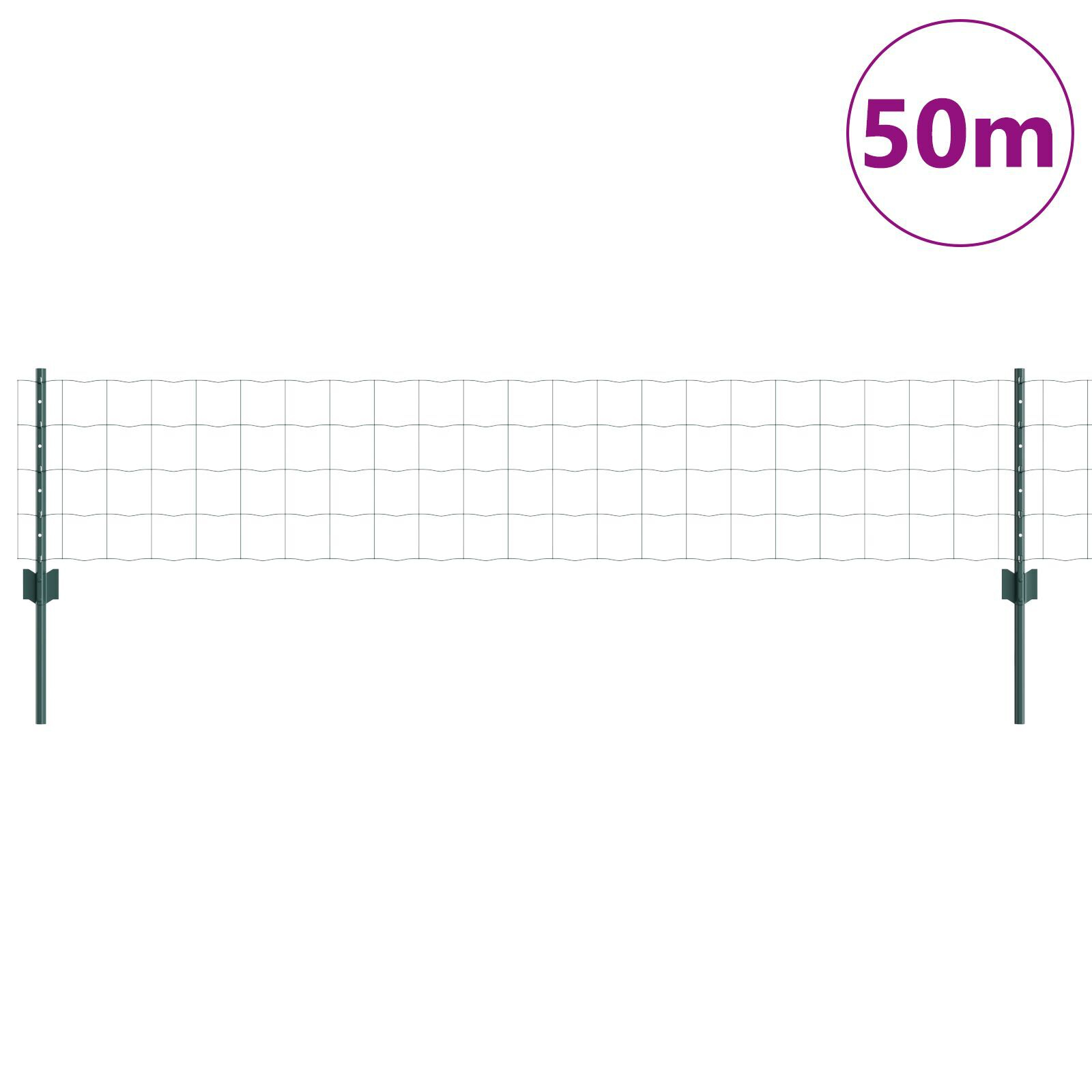 vidaXL Îngrădire cu stâlpi Verde 0.4 x 50 m Oțel