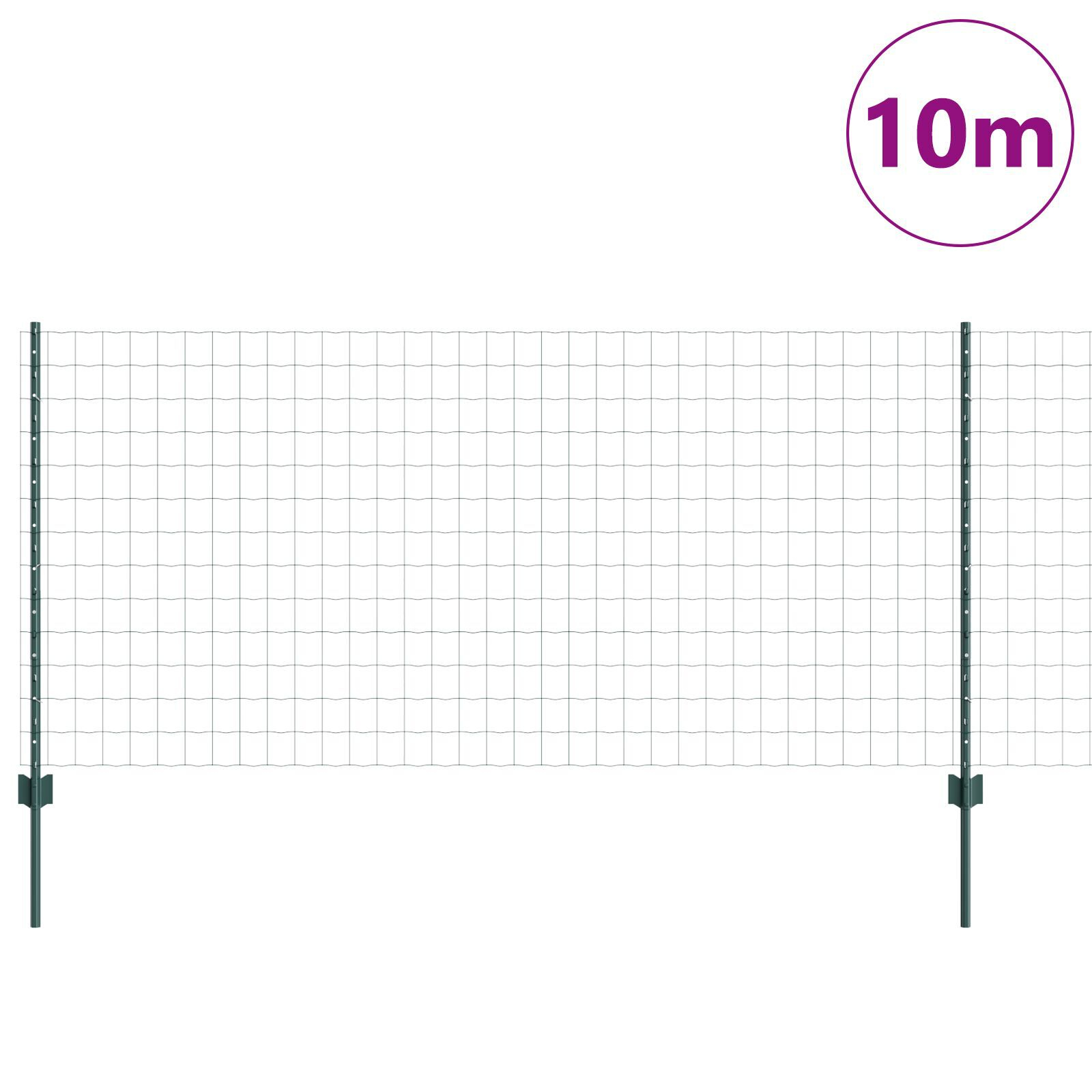 vidaXL Îngrădire cu stâlpi Verde 1 x 10 m Oțel vidaXL Îngrădire cu stâlpi Verde 1 x 10 m Oțel