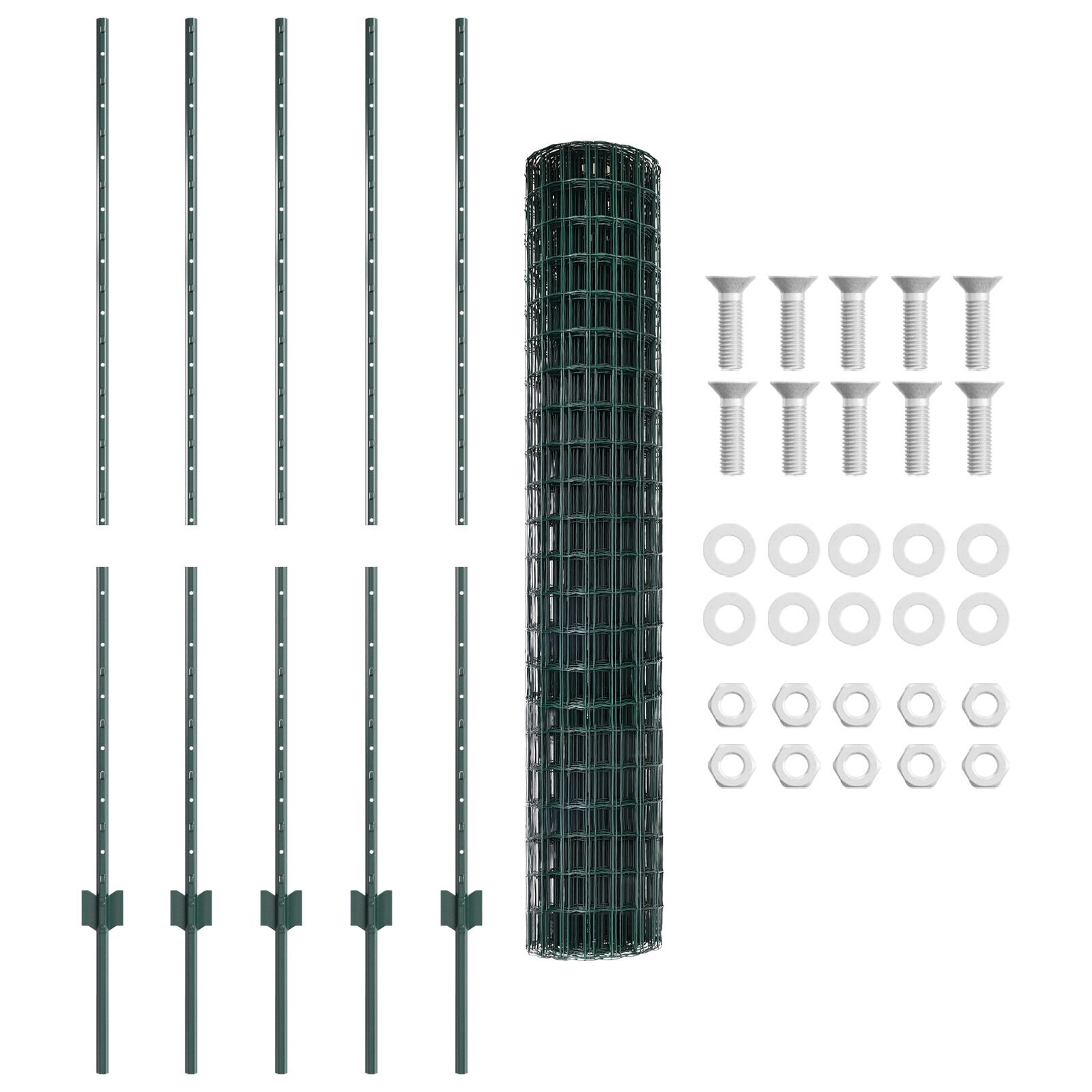 vidaXL Gard cu Stâlp Verde 1,4 x 10 m Oțel și PVC