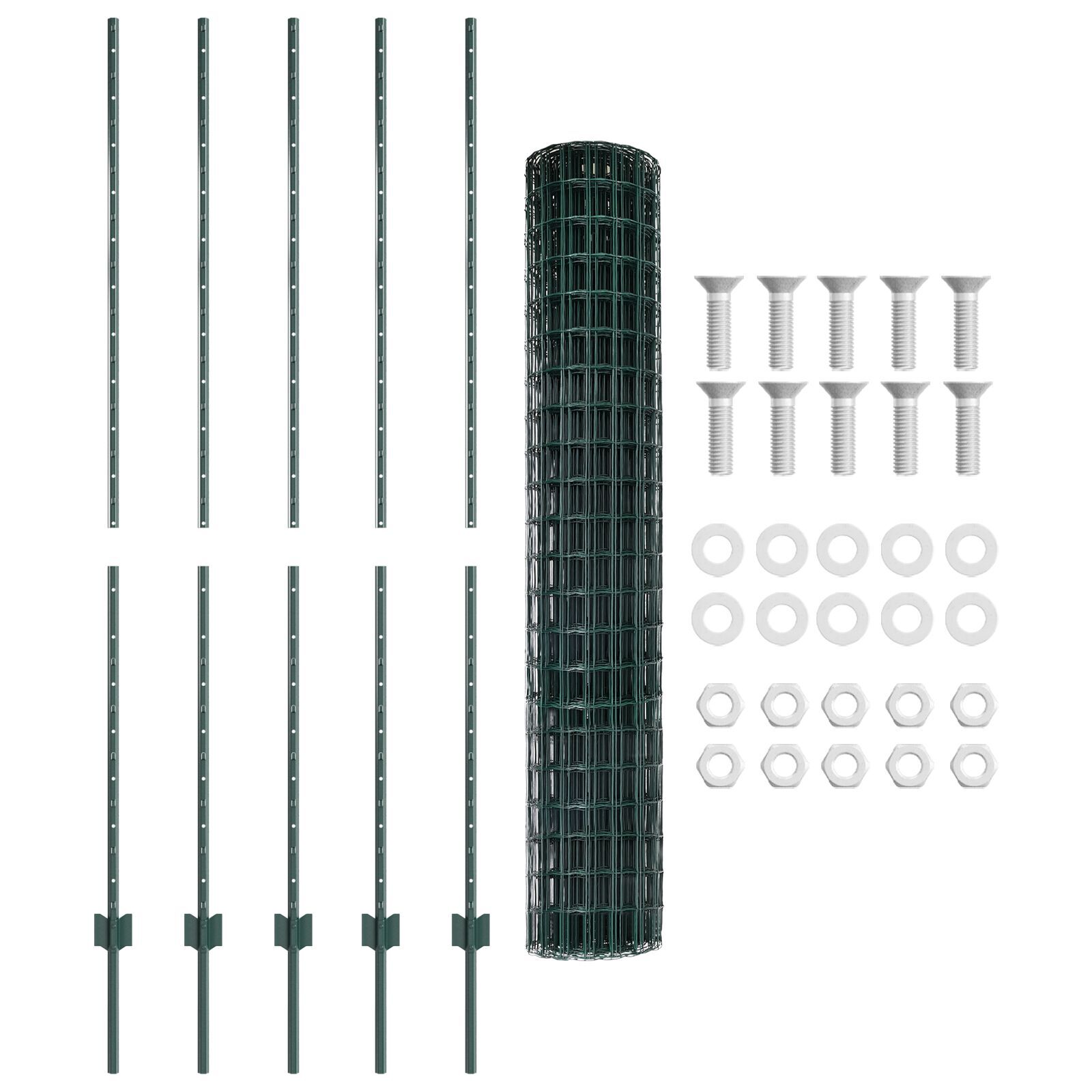 vidaXL Îngrădire cu stâlpi Verde 1.5 x 10 m Oțel
