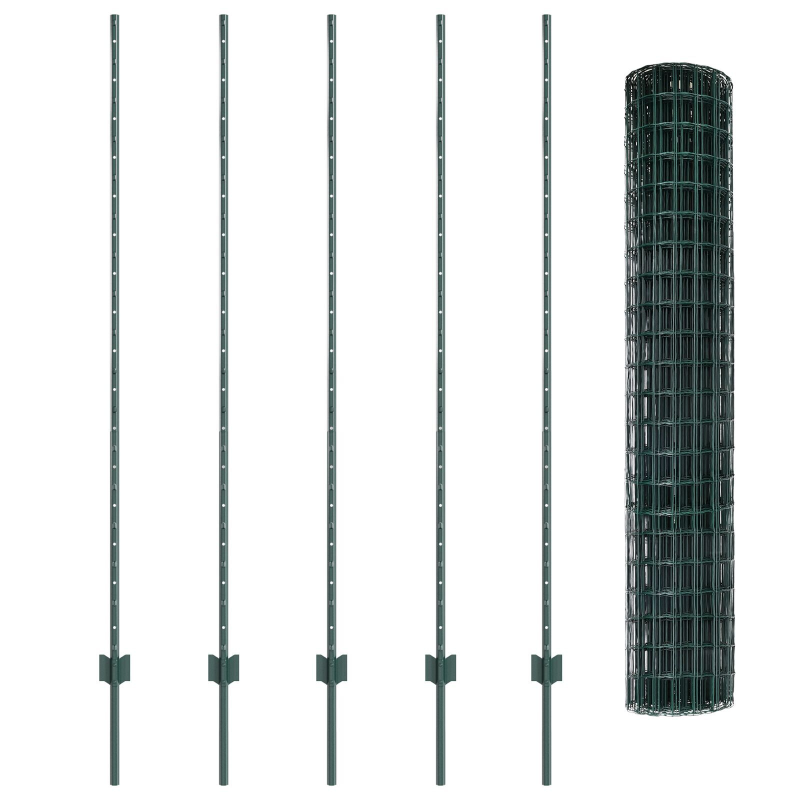 vidaXL Îngrădire cu stâlpi Verde 1.5 x 10 m Oțel