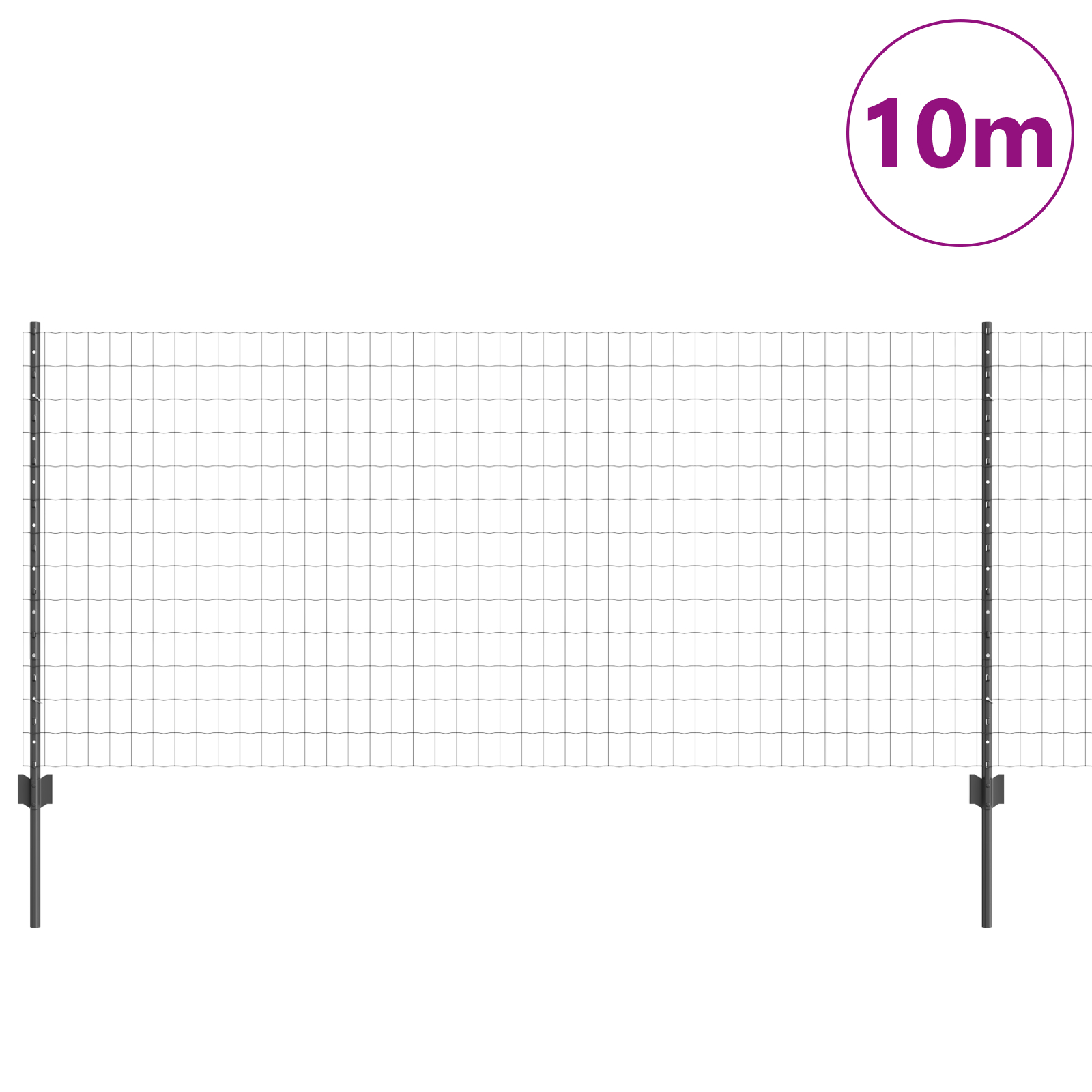 vidaXL Îngrădire cu stâlpi Gri 1 x 10 m Oțel vidaXL Îngrădire cu stâlpi Gri 1 x 10 m Oțel