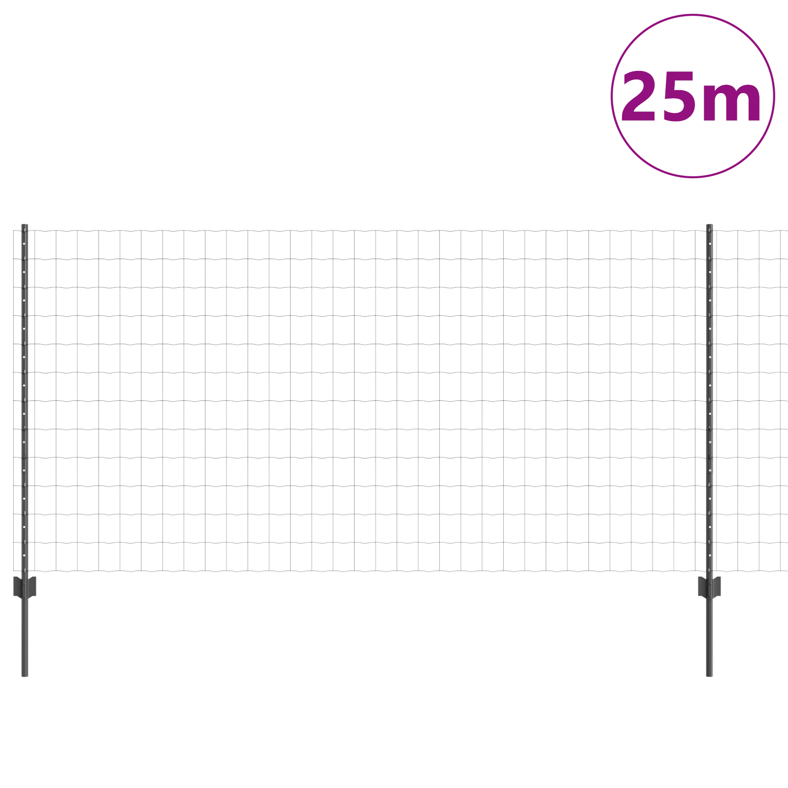 vidaXL Îngrădire cu stâlpi Gri 1.2 x 25 m Oțel