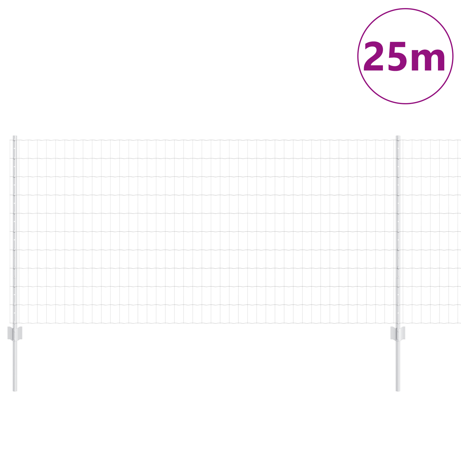 vidaXL Îngrădire cu stâlpi Argintiu 1 x 25 m Oțel