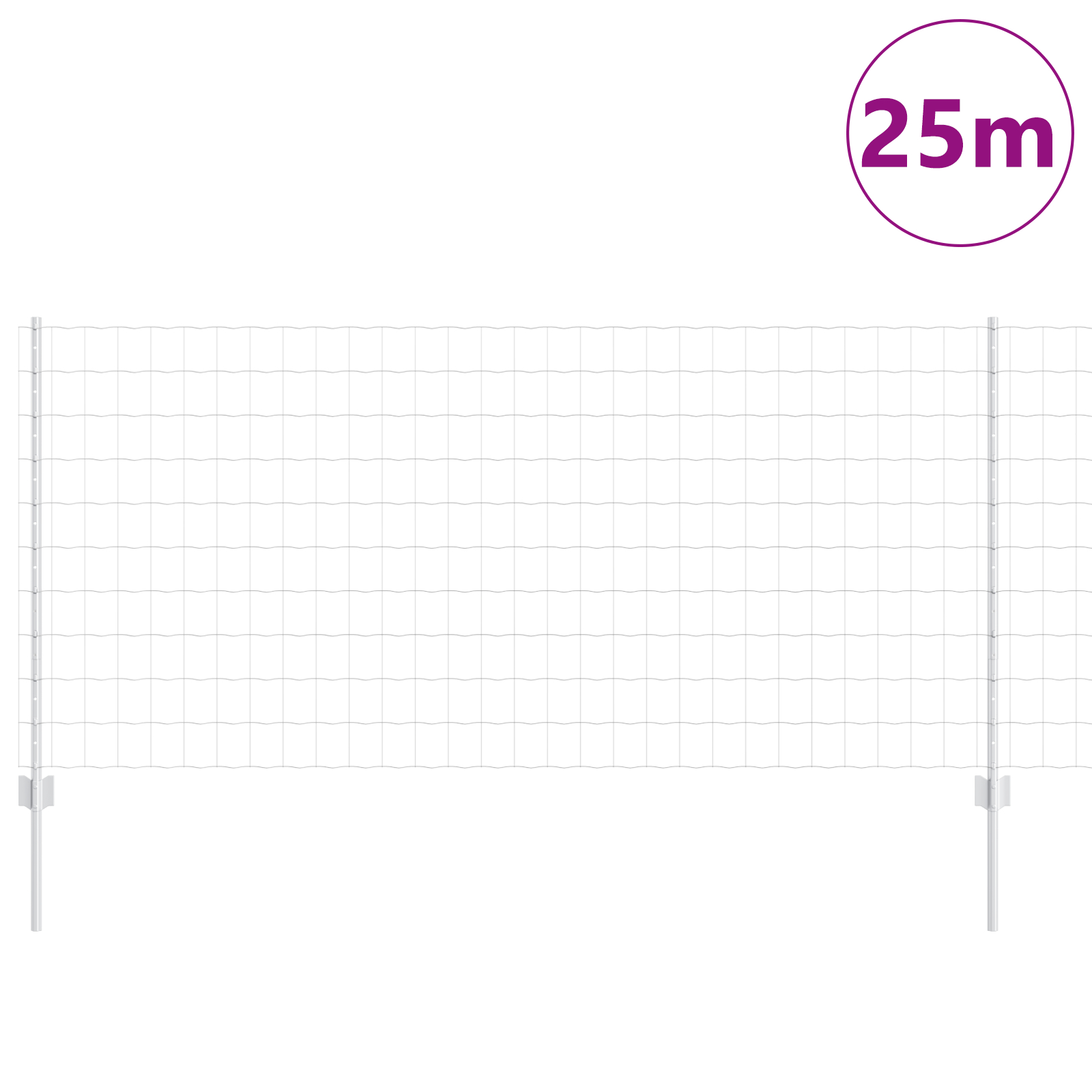 vidaXL Îngrădire cu stâlpi Argintiu 1 x 25 m Oțel