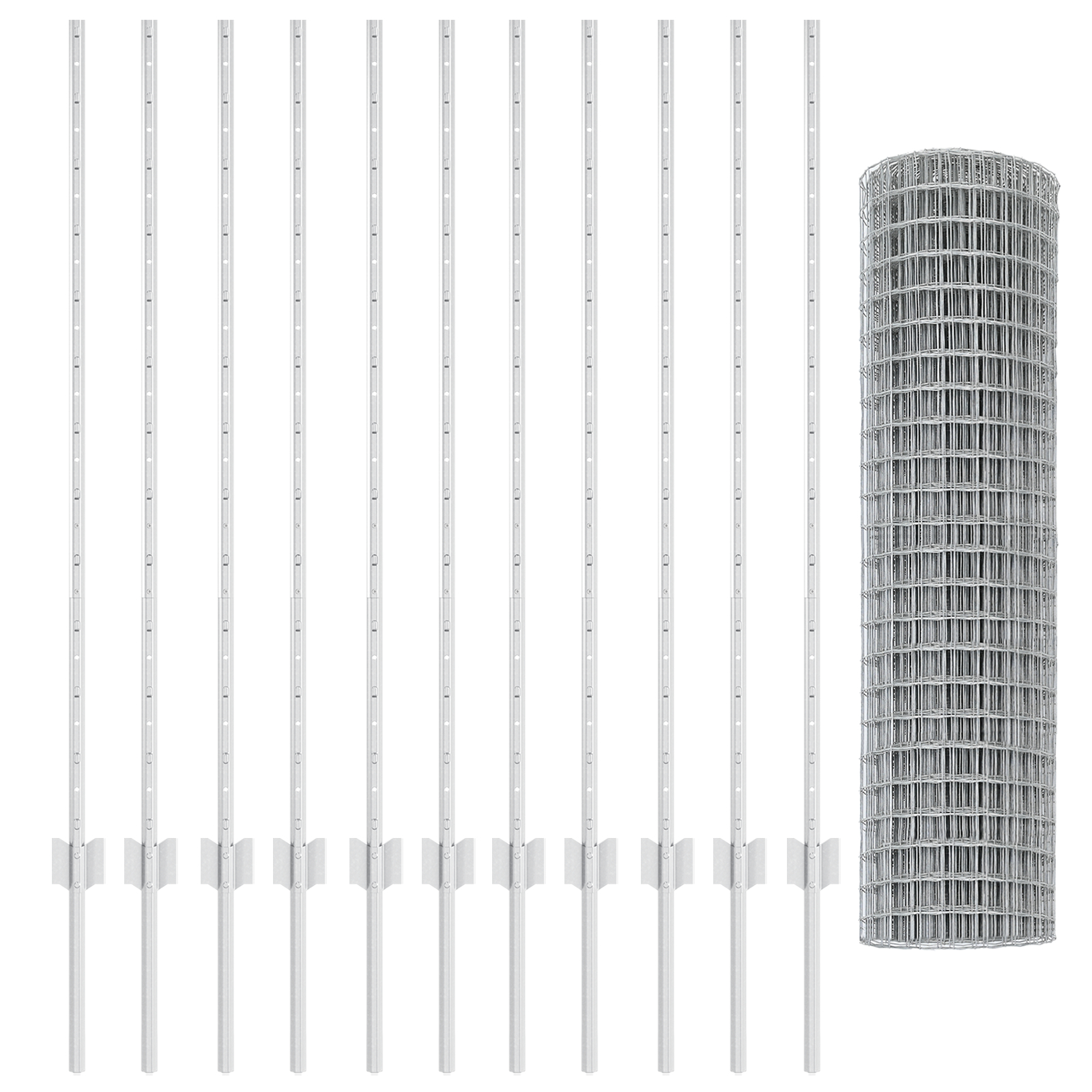 vidaXL Îngrădire cu stâlpi Argintiu 1.2 x 25 m Oțel vidaXL Îngrădire cu stâlpi Argintiu 1.2 x 25 m Oțel