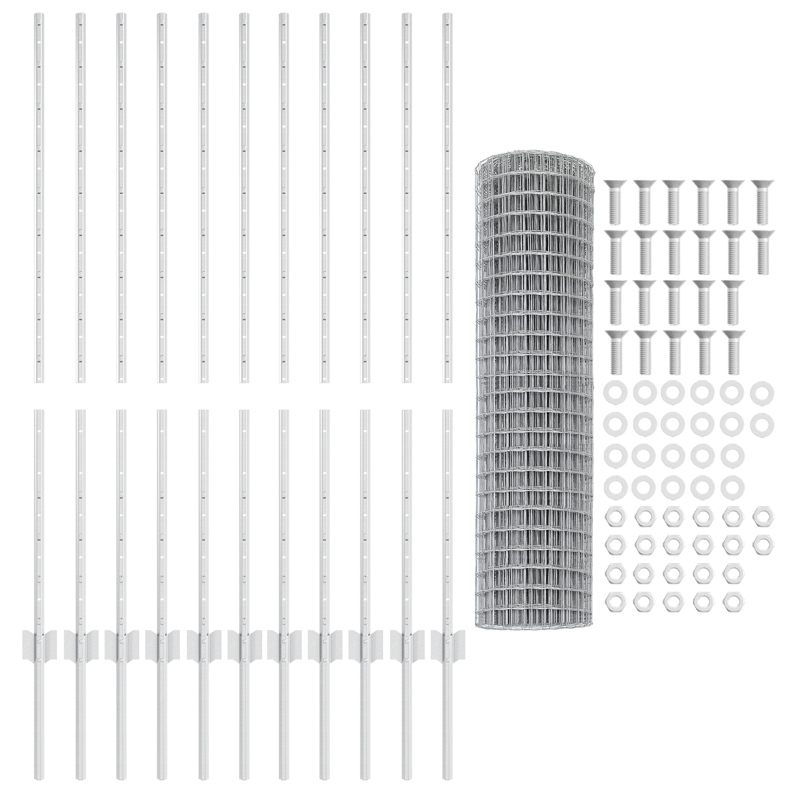 vidaXL Îngrădire cu stâlpi Argintiu 1.2 x 25 m Oțel vidaXL Îngrădire cu stâlpi Argintiu 1.2 x 25 m Oțel