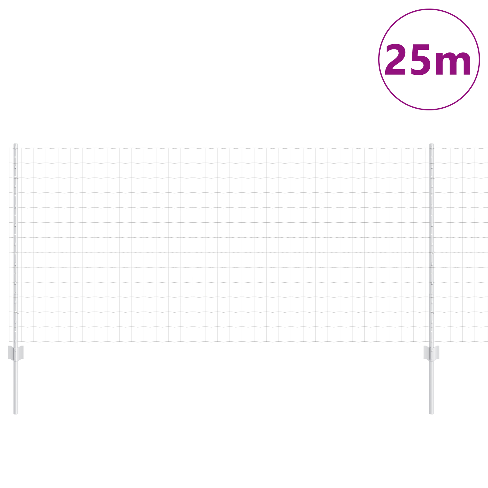 vidaXL Îngrădire cu stâlpi Argintiu 1 x 25 m Oțel vidaXL Îngrădire cu stâlpi Argintiu 1 x 25 m Oțel