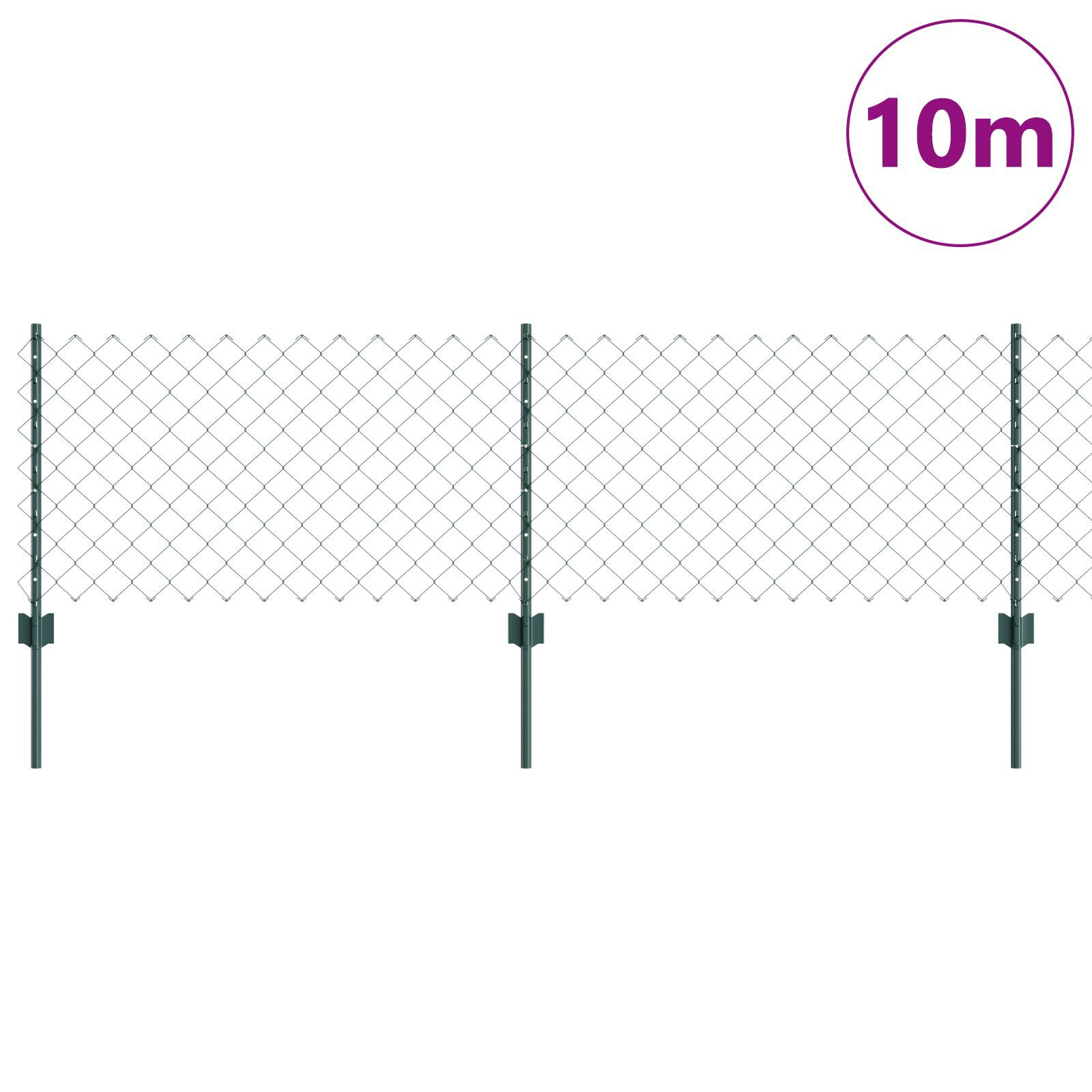 vidaXL Îngrădire cu stâlpi Verde 0.6 x 10 m Oțel