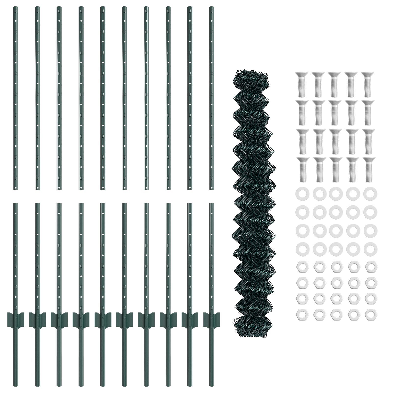 vidaXL Gard cu Stâlp Verde 1,2 x 10 m Oțel și PVC