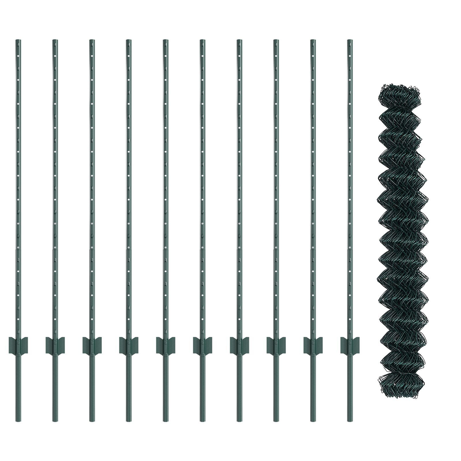 vidaXL Gard cu Stâlp Verde 1,2 x 10 m Oțel și PVC