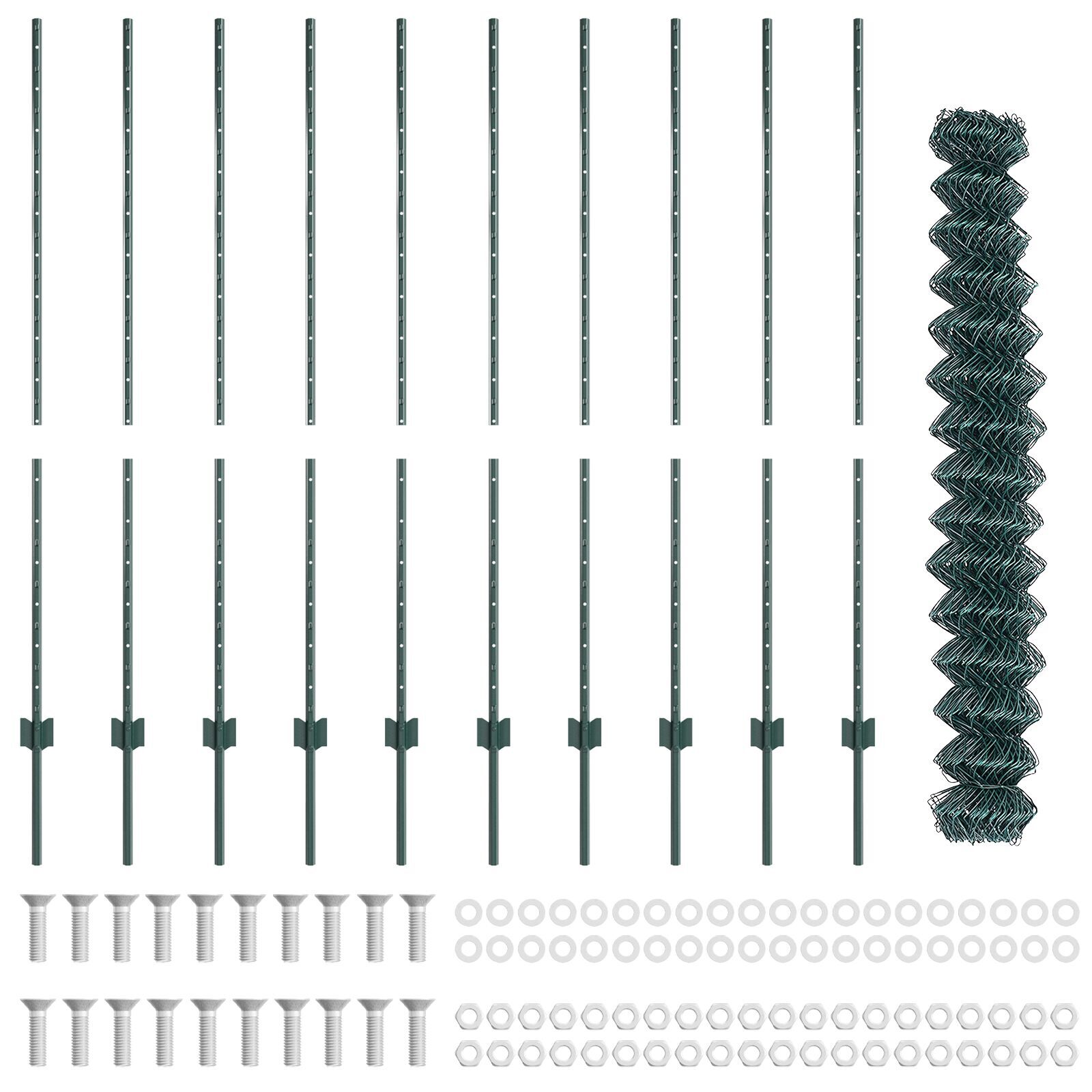 vidaXL Gard cu Stâlp Verde 1,4 x 10 m Oțel și PVC