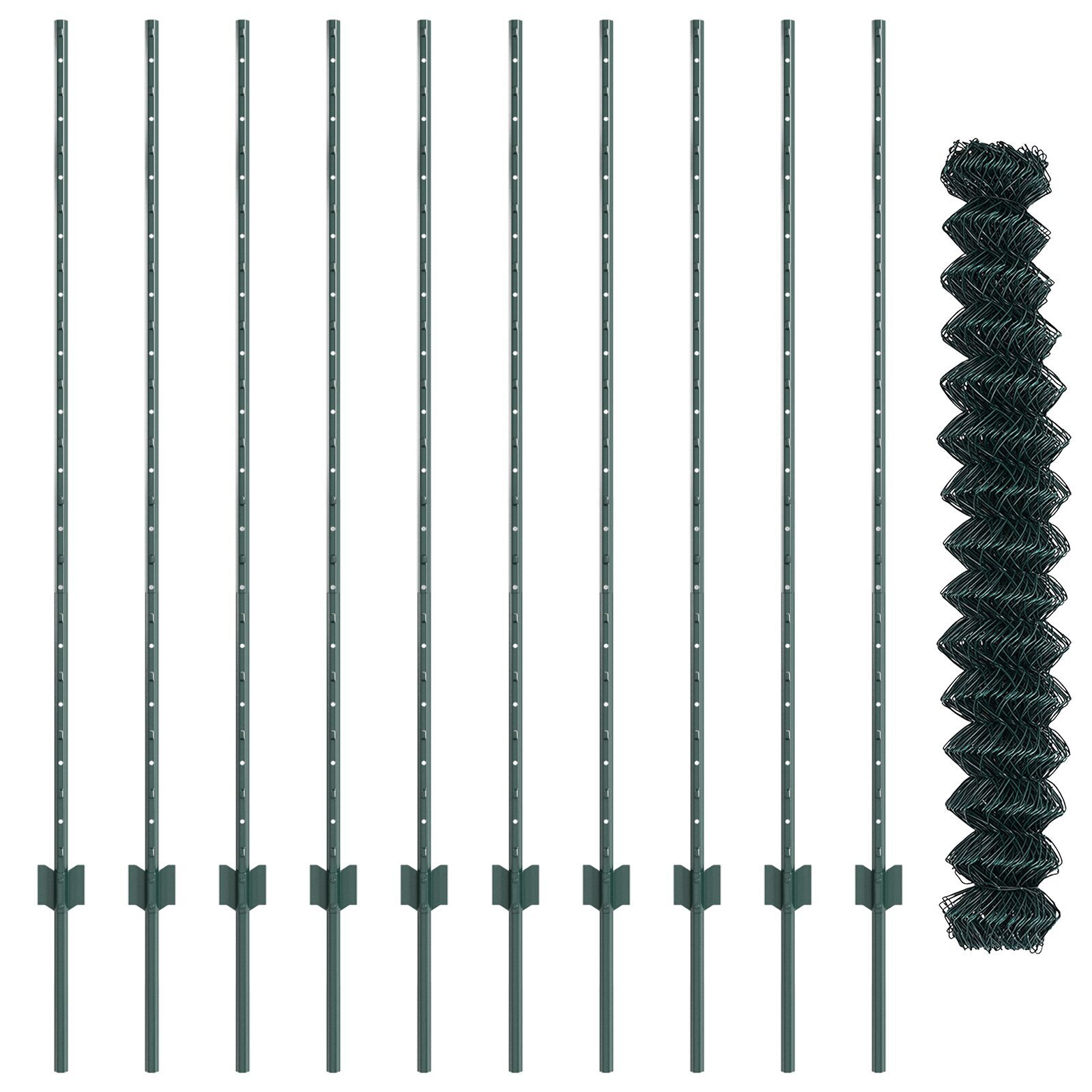 vidaXL Gard cu Stâlp Verde 1,4 x 10 m Oțel și PVC