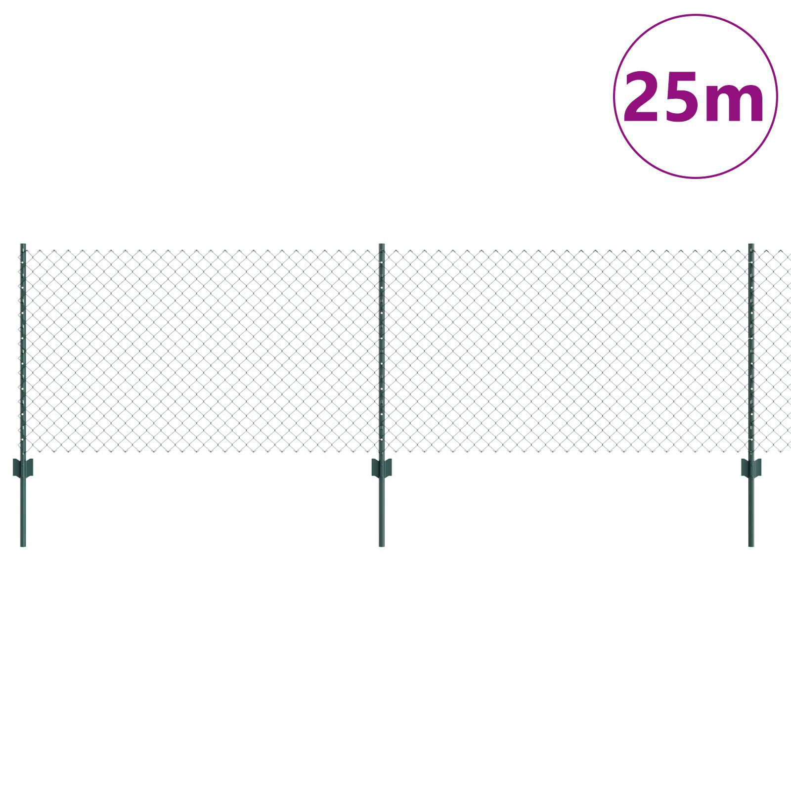 vidaXL Îngrădire cu stâlpi Verde 0.8 x 25 m Oțel vidaXL Îngrădire cu stâlpi Verde 0.8 x 25 m Oțel