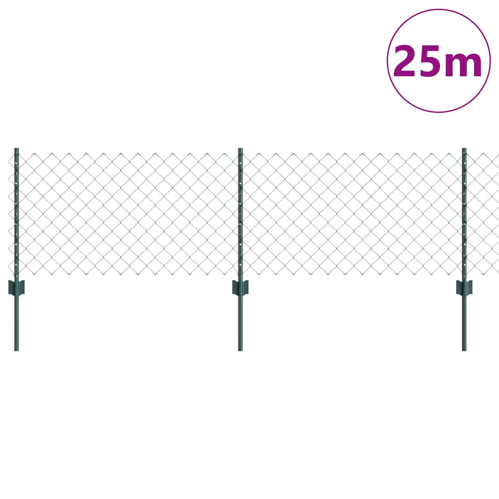 vidaXL Îngrădire cu stâlpi Verde 0.6 x 25 m Oțel