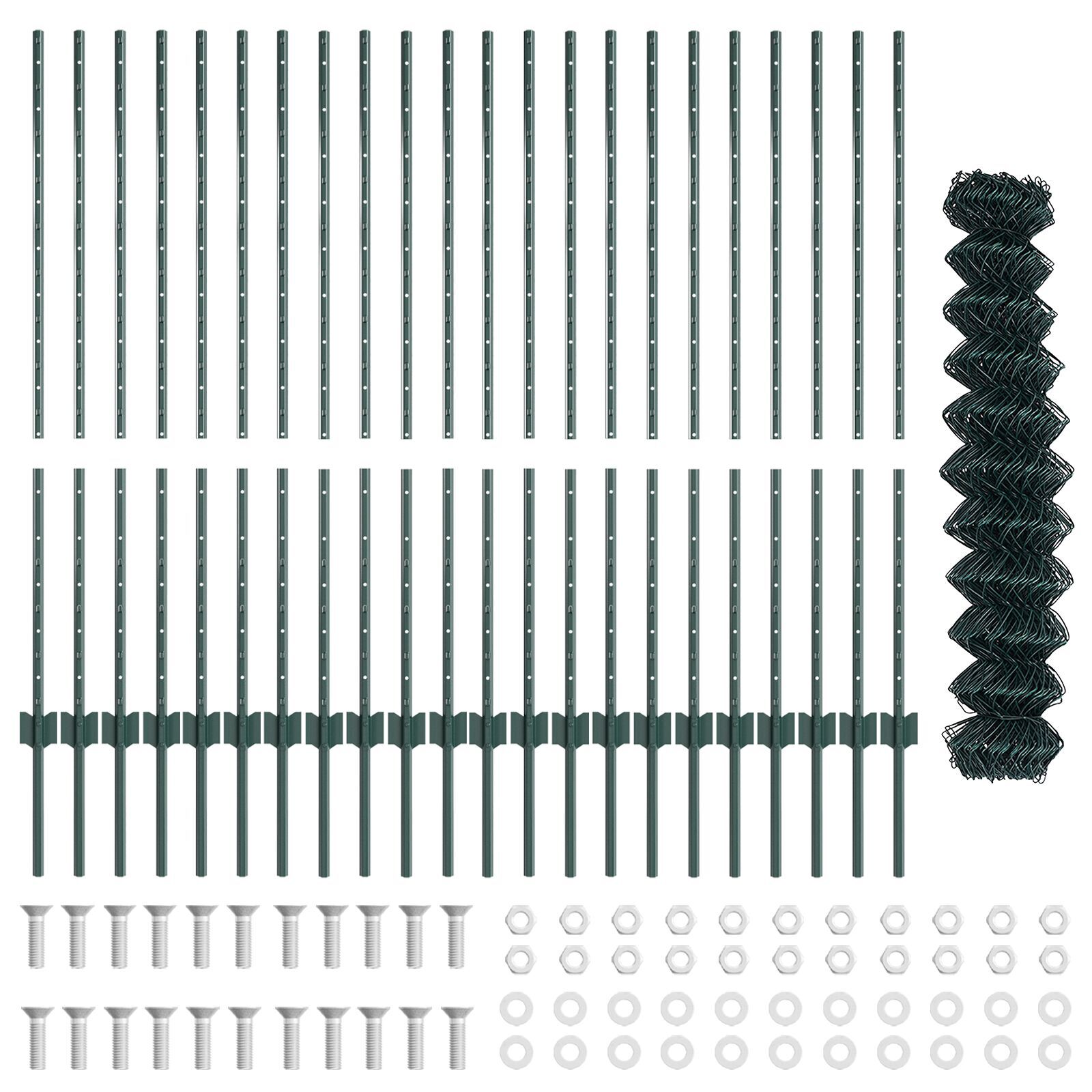 vidaXL Gard cu Stâlp Verde 1,2 x 25 m Oțel și PVC