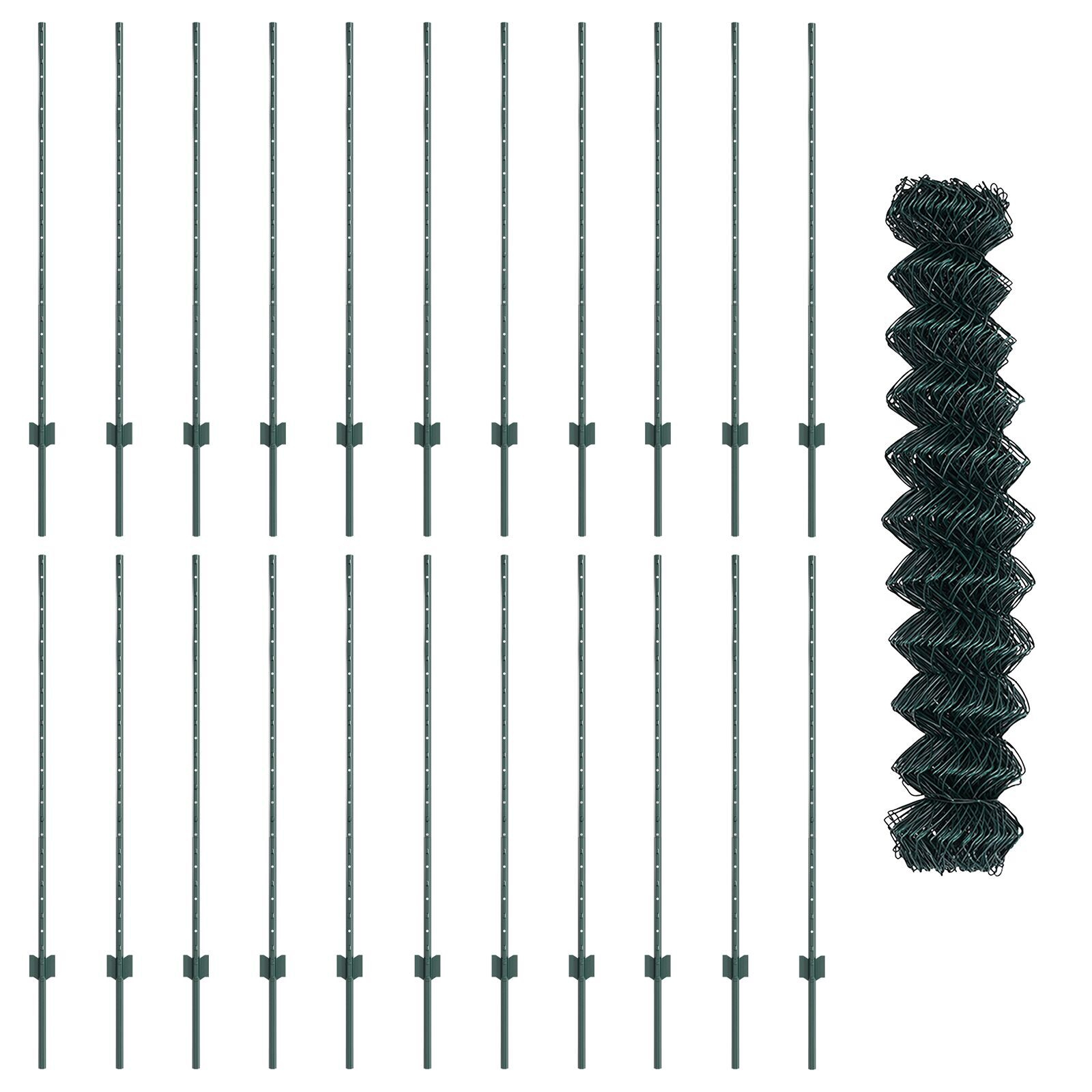 vidaXL Gard cu Stâlp Verde 1,2 x 25 m Oțel și PVC
