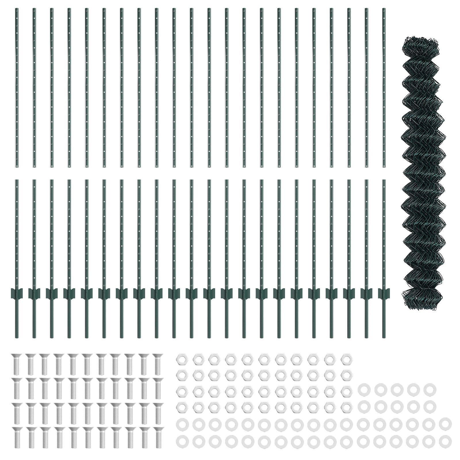 vidaXL Îngrădire cu stâlpi Verde 1.6 x 25 m Oțel vidaXL Îngrădire cu stâlpi Verde 1.6 x 25 m Oțel