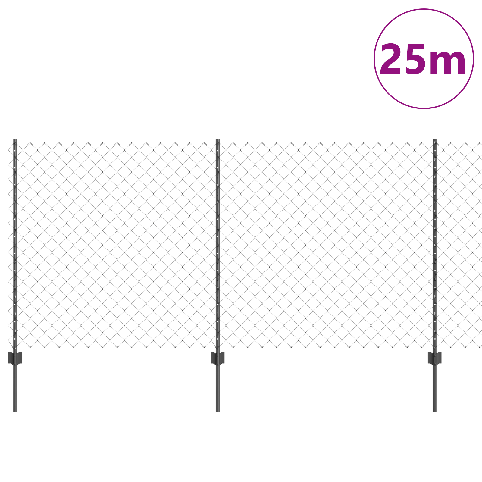 vidaXL Îngrădire cu stâlpi Gri 1.2 x 25 m Oțel