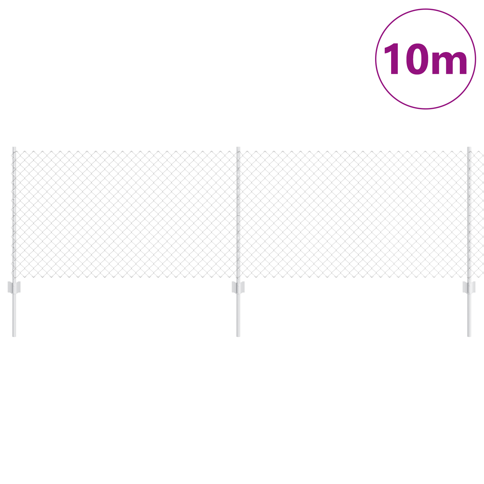 vidaXL Îngrădire cu stâlpi Argintiu 0.8 x 10 m Oțel