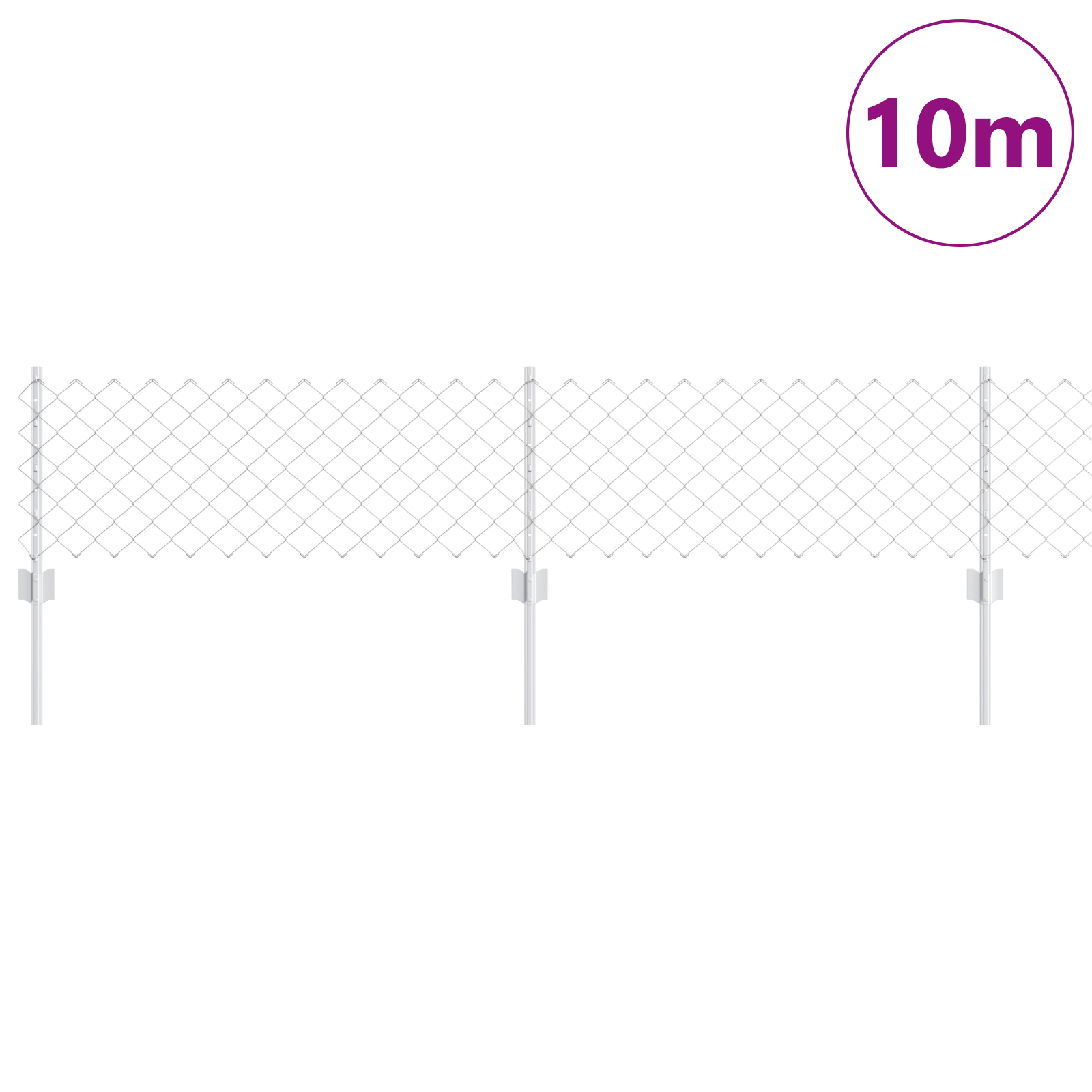vidaXL Șină de Lanț cu 10 Posturi U Argintii 0.4x10 m Oțel