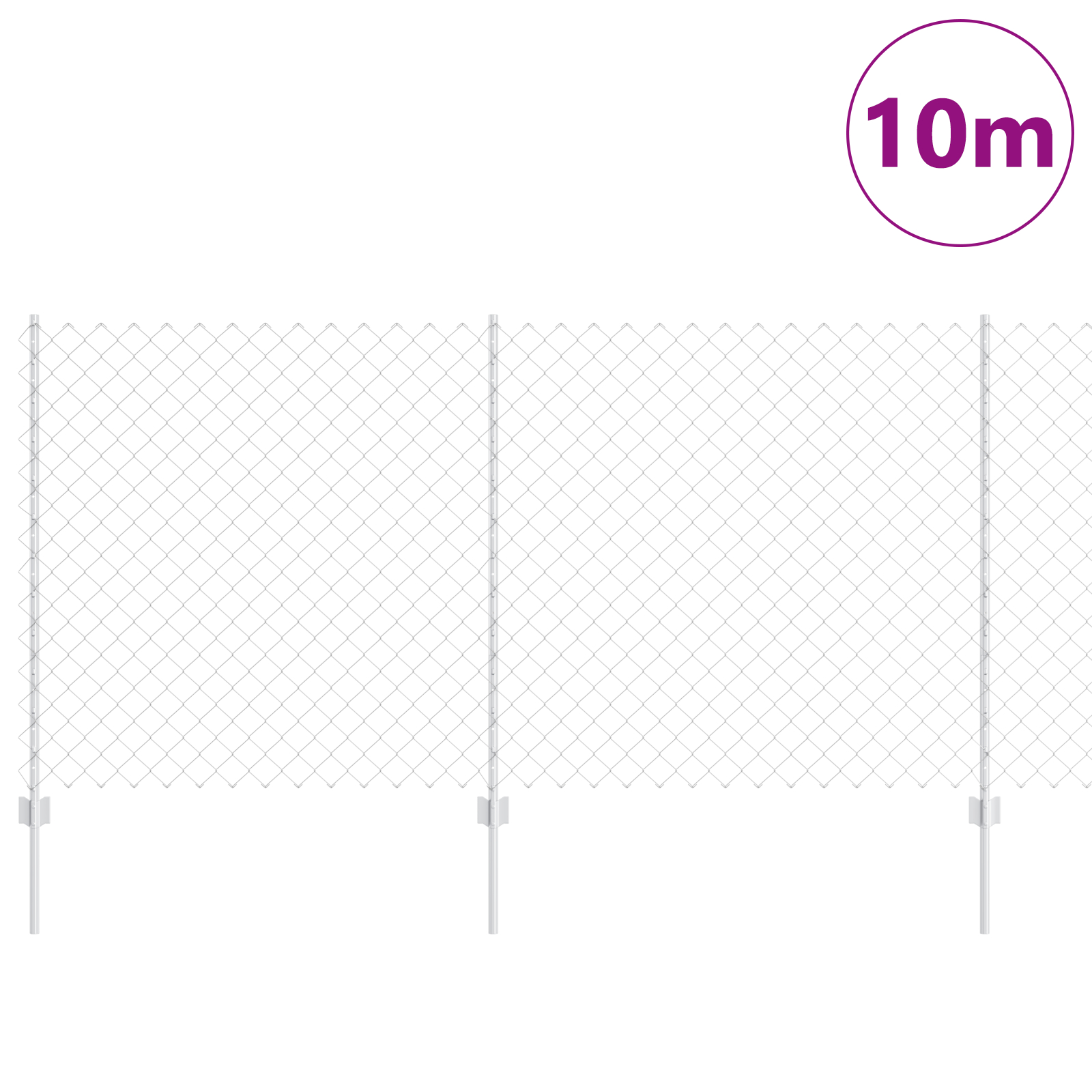 vidaXL Îngrădire cu stâlpi Argintiu 1.2 x 10 m Oțel vidaXL Îngrădire cu stâlpi Argintiu 1.2 x 10 m Oțel