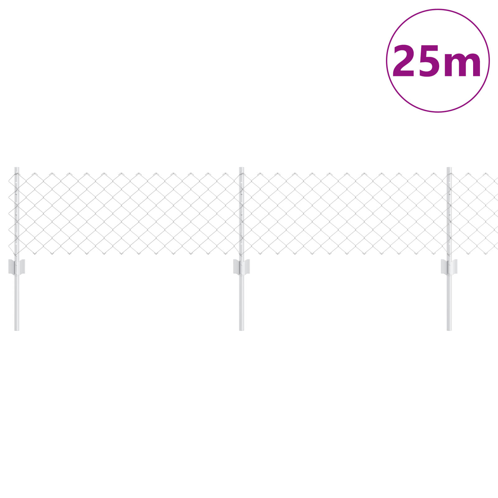 vidaXL Îngrădire cu stâlpi Argintiu 0.4 x 25 m Oțel vidaXL Îngrădire cu stâlpi Argintiu 0.4 x 25 m Oțel