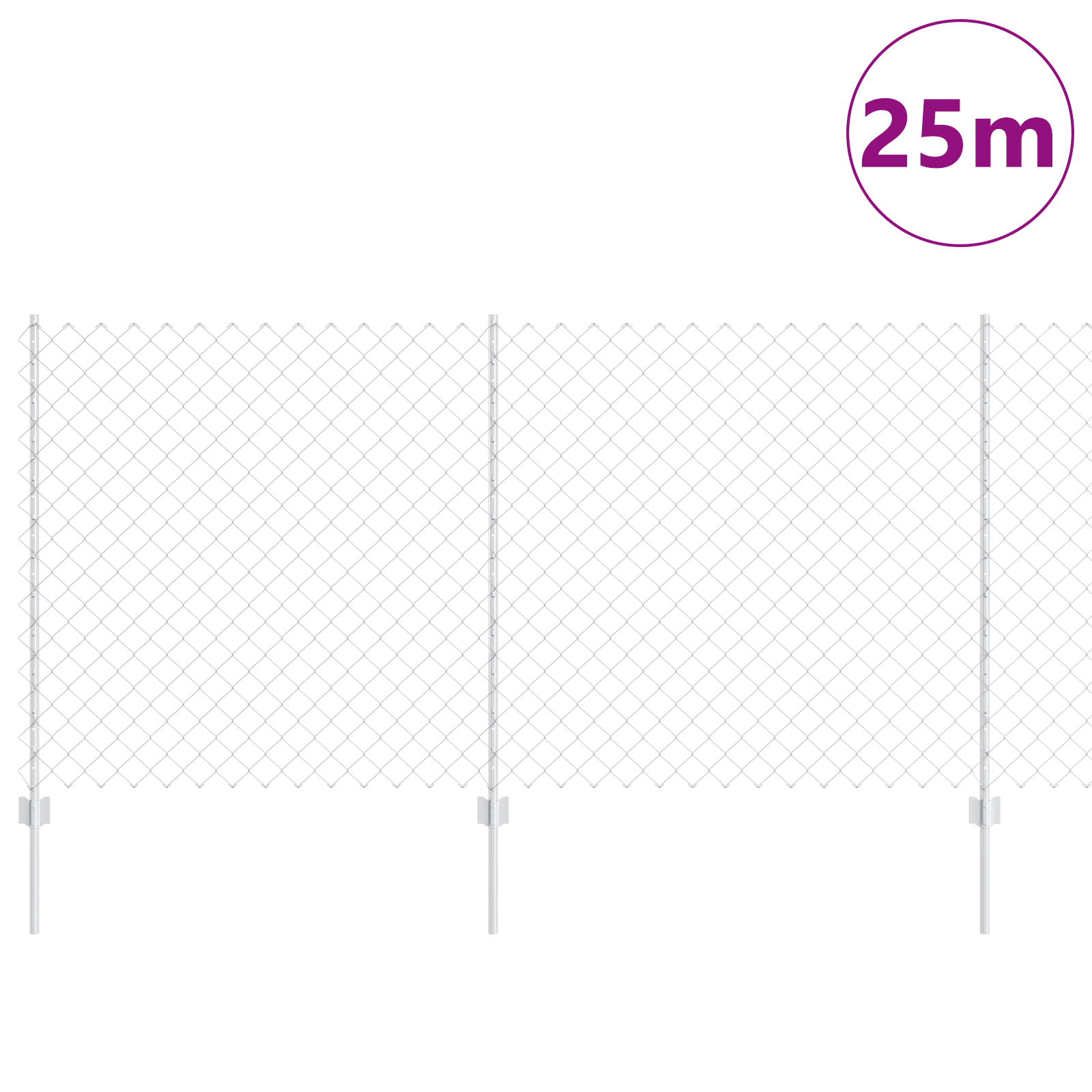 vidaXL Îngrădire cu stâlpi Argintiu 1.2 x 25 m Oțel vidaXL Îngrădire cu stâlpi Argintiu 1.2 x 25 m Oțel