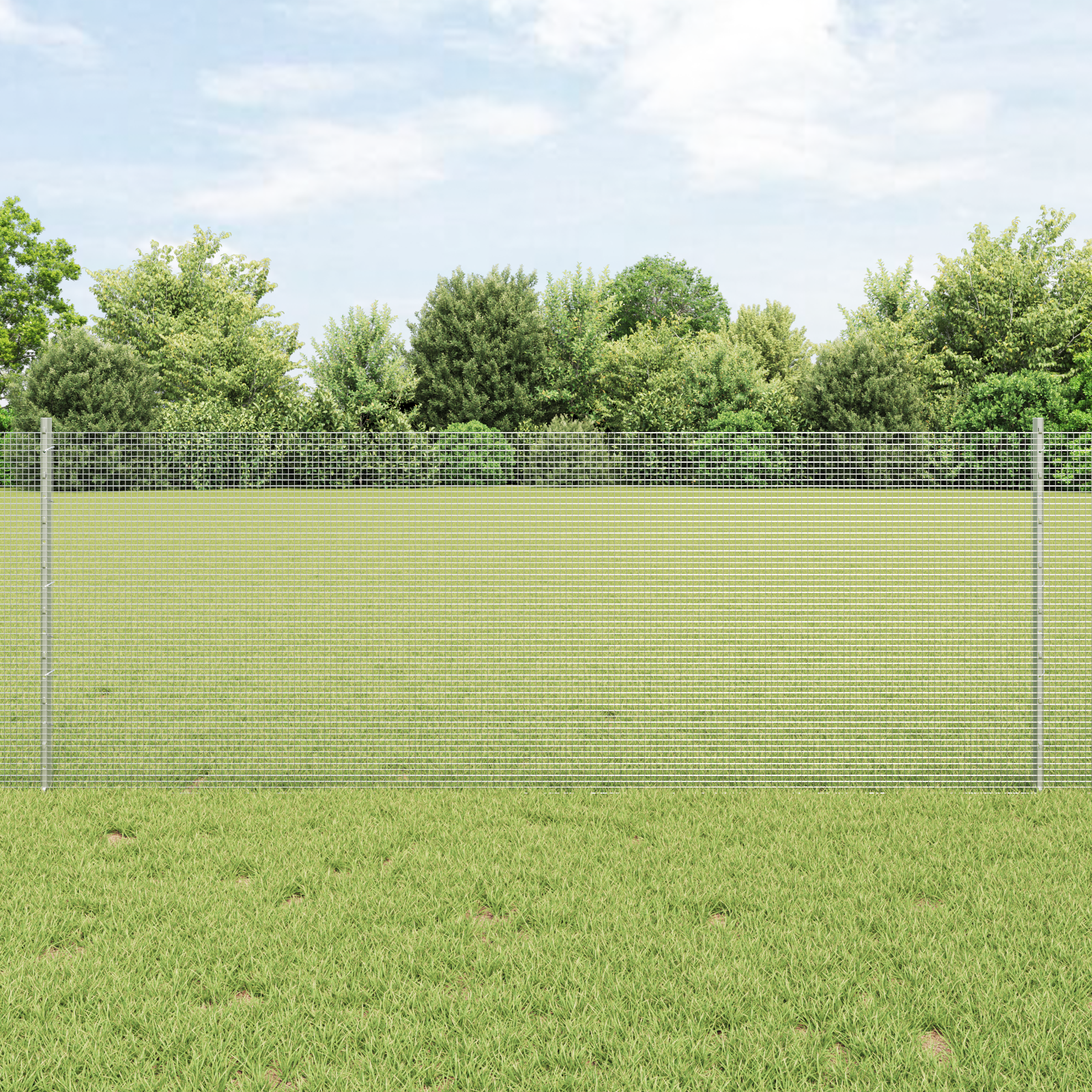 vidaXL Îngrădire cu stâlpi Argintiu 0.8 x 10 m Oțel