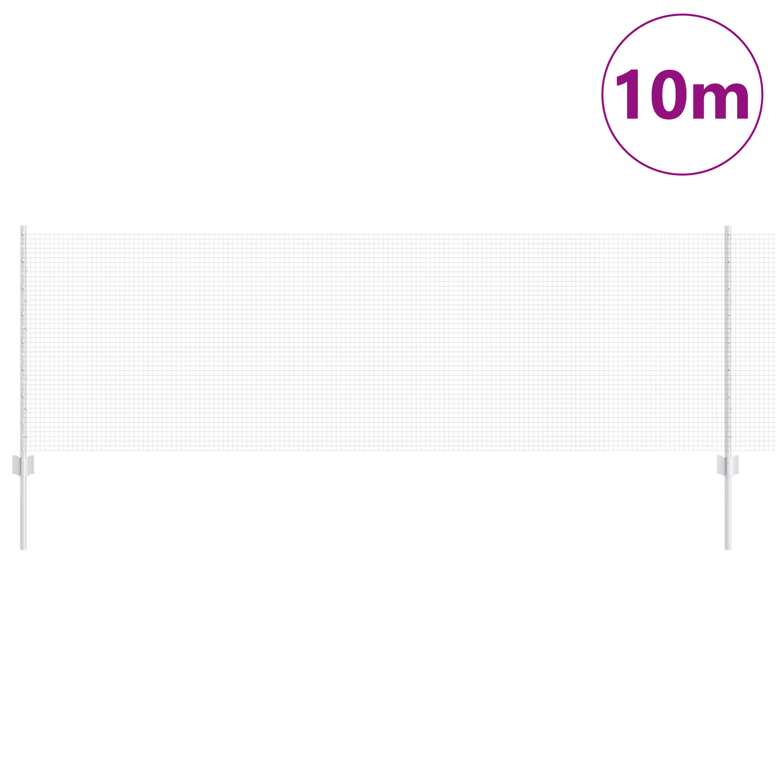 vidaXL Zid de sârmă sudată cu 5 stâlpi U Argintie 0.8x10 m Oțel