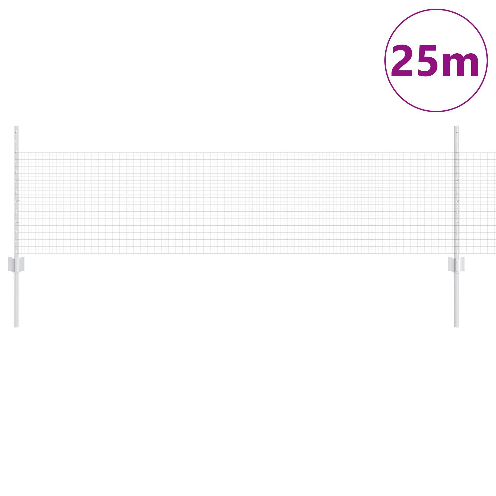 vidaXL Îngrădire cu stâlpi Argintiu 0.5 x 25 m Oțel vidaXL Îngrădire cu stâlpi Argintiu 0.5 x 25 m Oțel