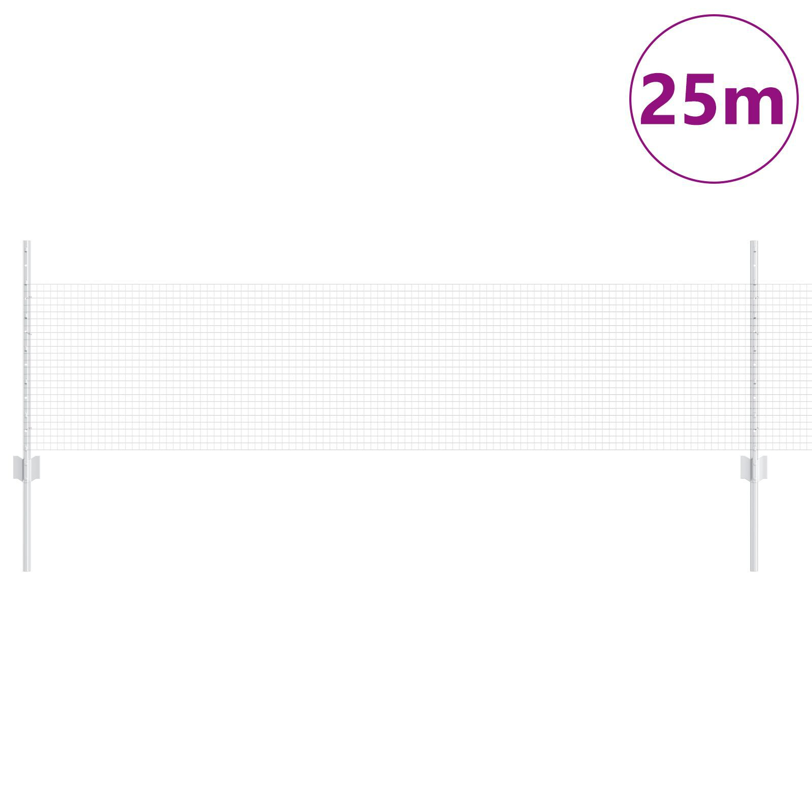 vidaXL Îngrădire cu stâlpi Argintiu 0.5 x 25 m Oțel vidaXL Îngrădire cu stâlpi Argintiu 0.5 x 25 m Oțel