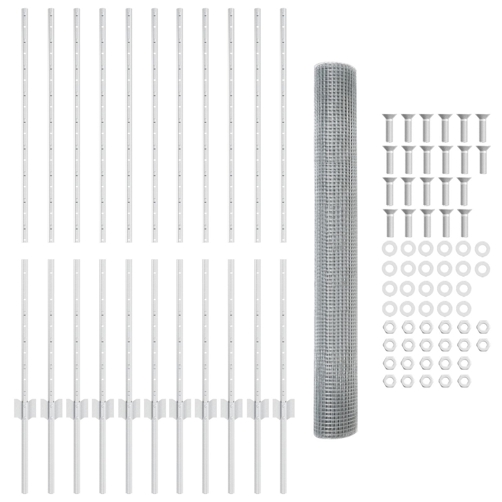 vidaXL Îngrădire cu stâlpi Argintiu 1.2 x 25 m Oțel vidaXL Îngrădire cu stâlpi Argintiu 1.2 x 25 m Oțel