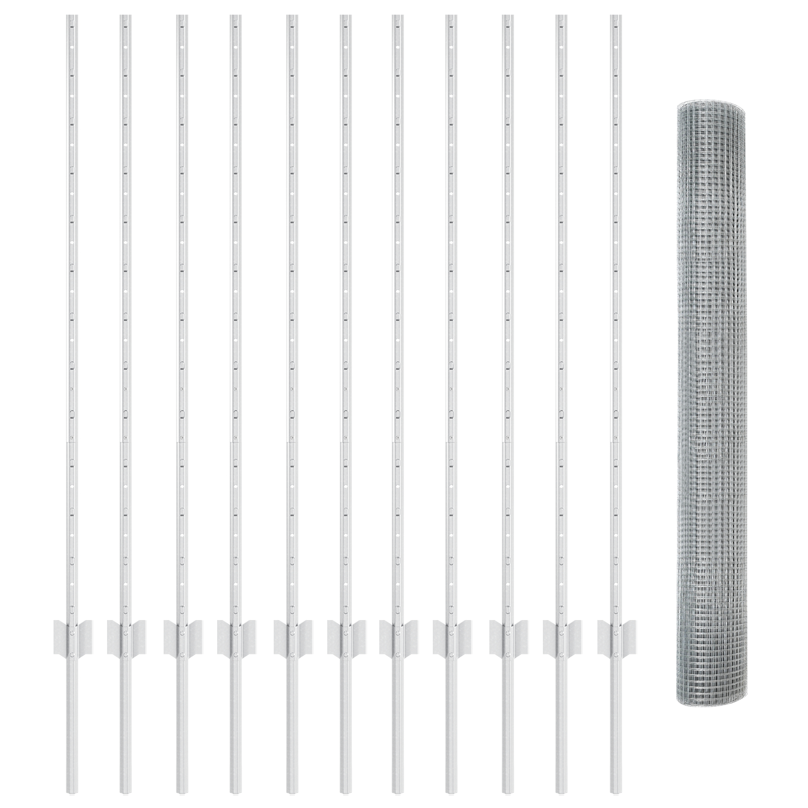 vidaXL Îngrădire cu stâlpi Argintiu 1.2 x 25 m Oțel vidaXL Îngrădire cu stâlpi Argintiu 1.2 x 25 m Oțel