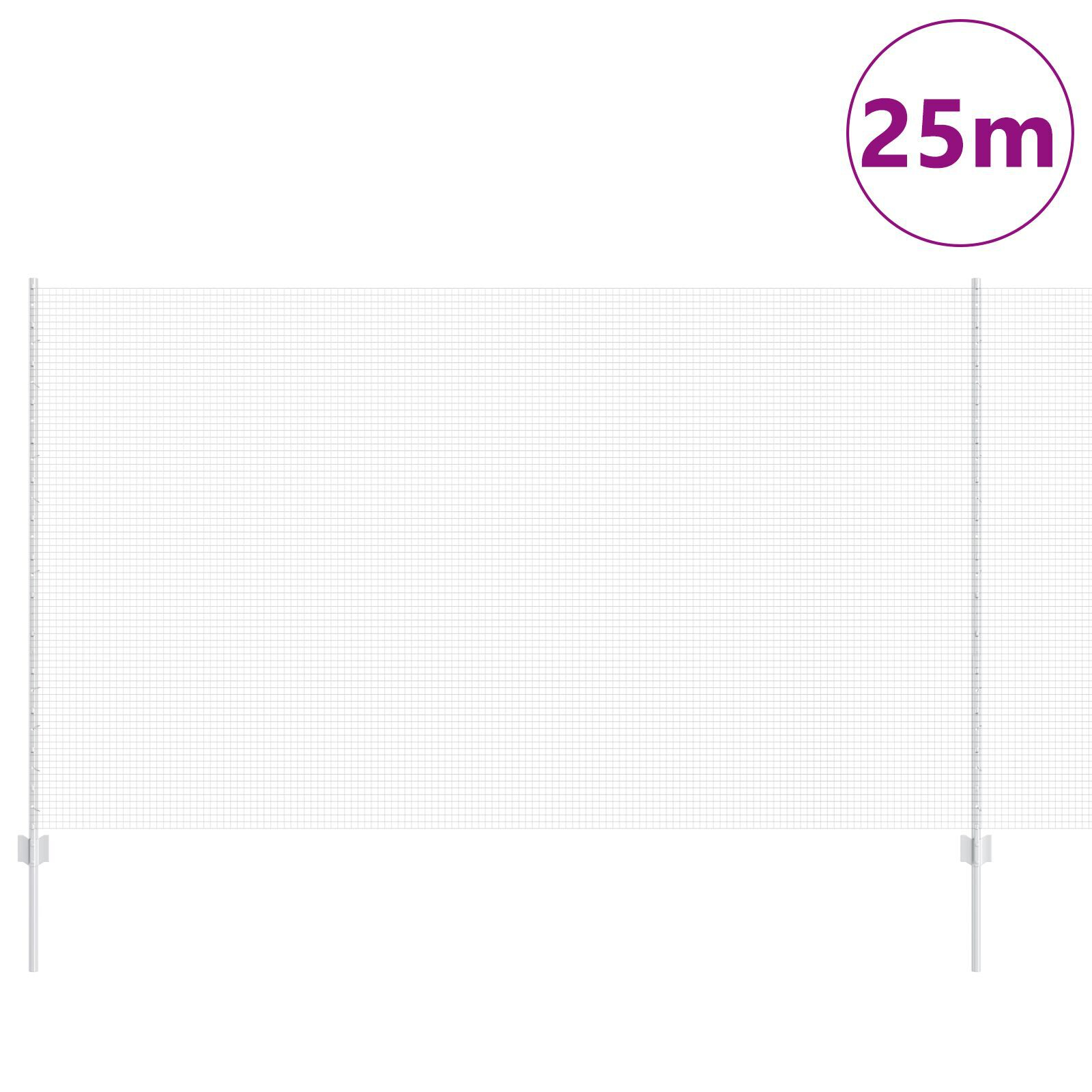 vidaXL Îngrădire cu stâlpi Argintiu 1.4 x 25 m Oțel