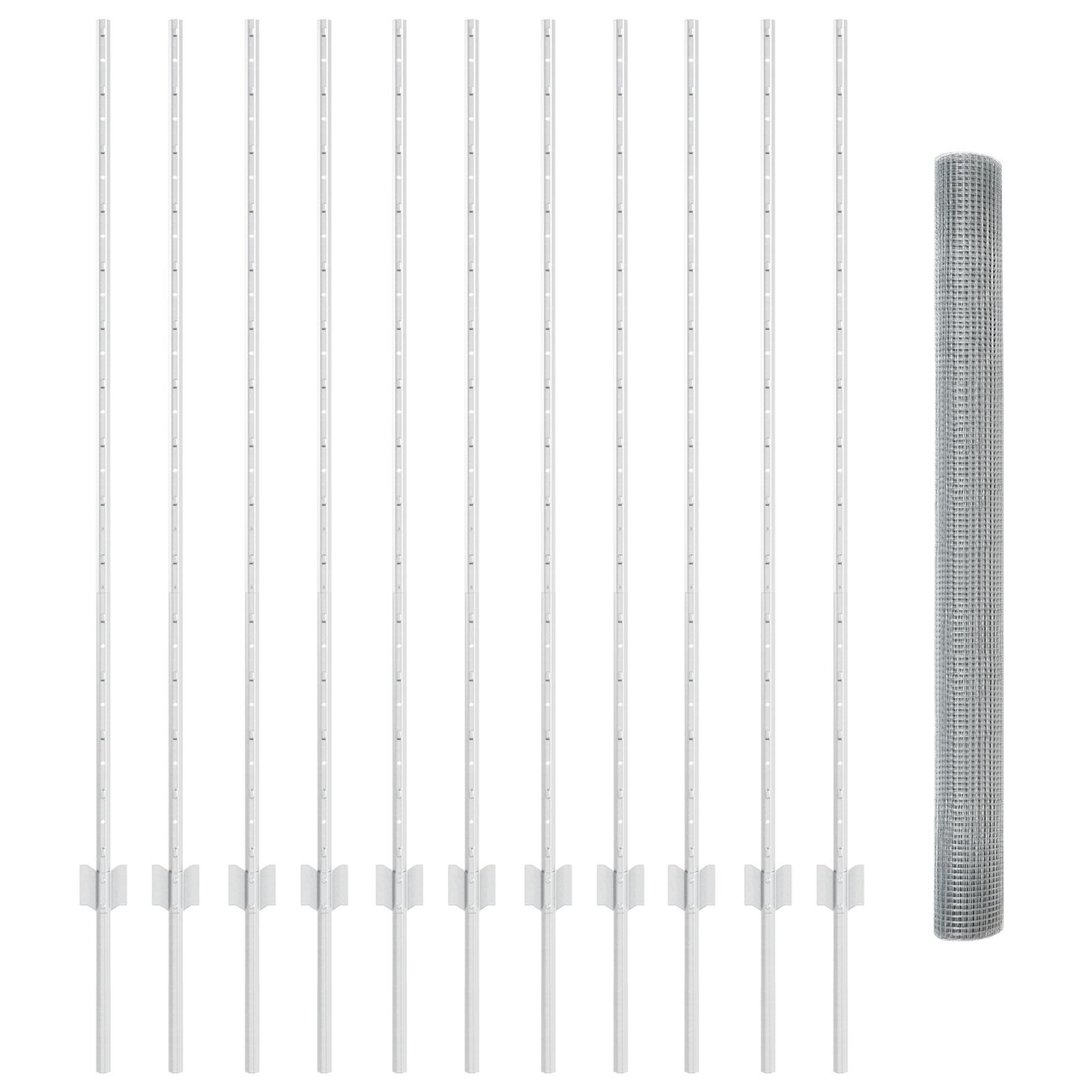 vidaXL Îngrădire cu stâlpi Argintiu 1.4 x 25 m Oțel vidaXL Îngrădire cu stâlpi Argintiu 1.4 x 25 m Oțel