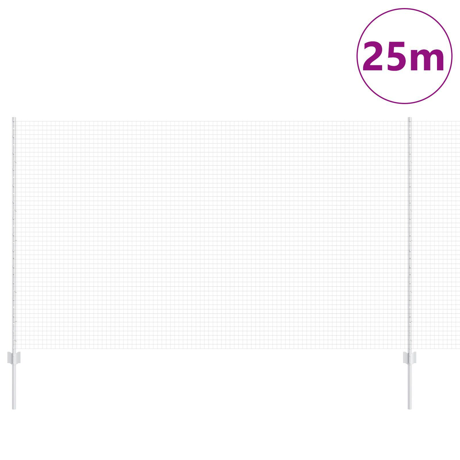 vidaXL Îngrădire cu stâlpi Argintiu 1.4 x 25 m Oțel vidaXL Îngrădire cu stâlpi Argintiu 1.4 x 25 m Oțel
