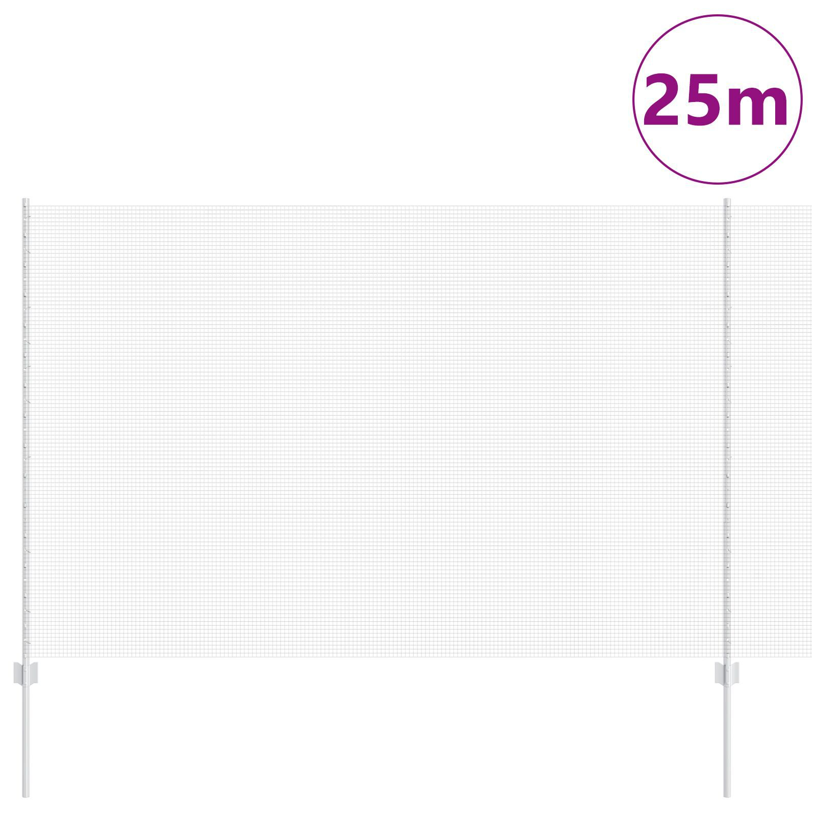 vidaXL Îngrădire cu stâlpi Argintiu 1.6 x 25 m Oțel