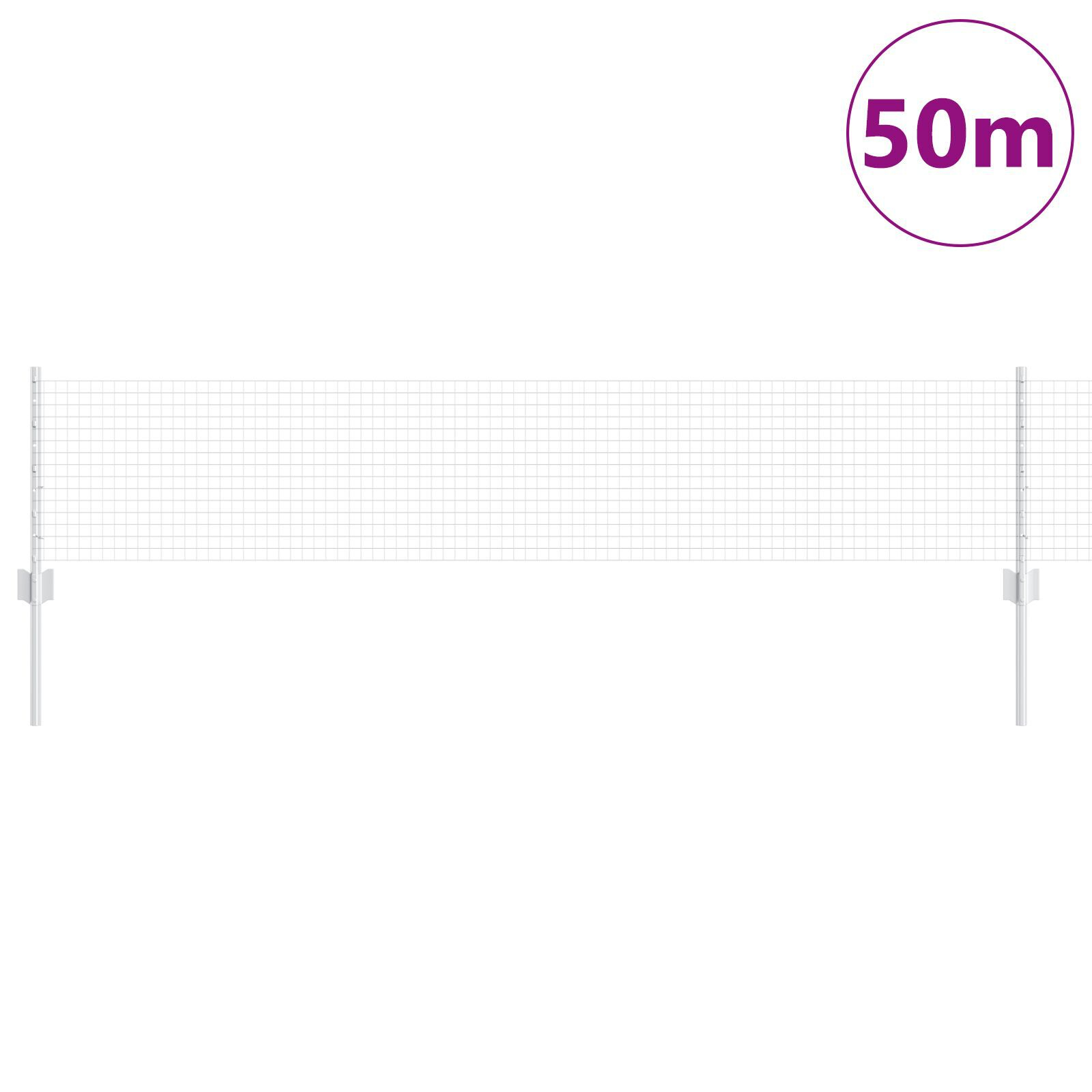 vidaXL Îngrădire cu stâlpi Argintiu 0.4 x 50 m Oțel