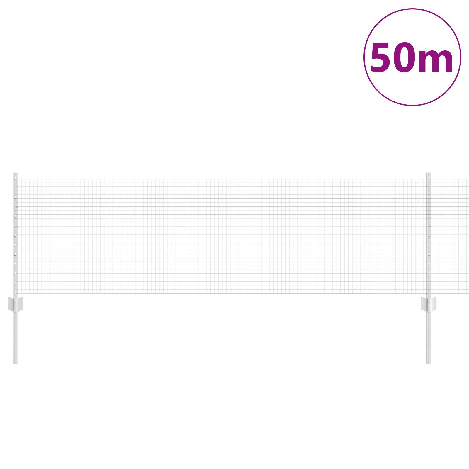 vidaXL Îngrădire cu stâlpi Argintiu 0.6 x 50 m Oțel