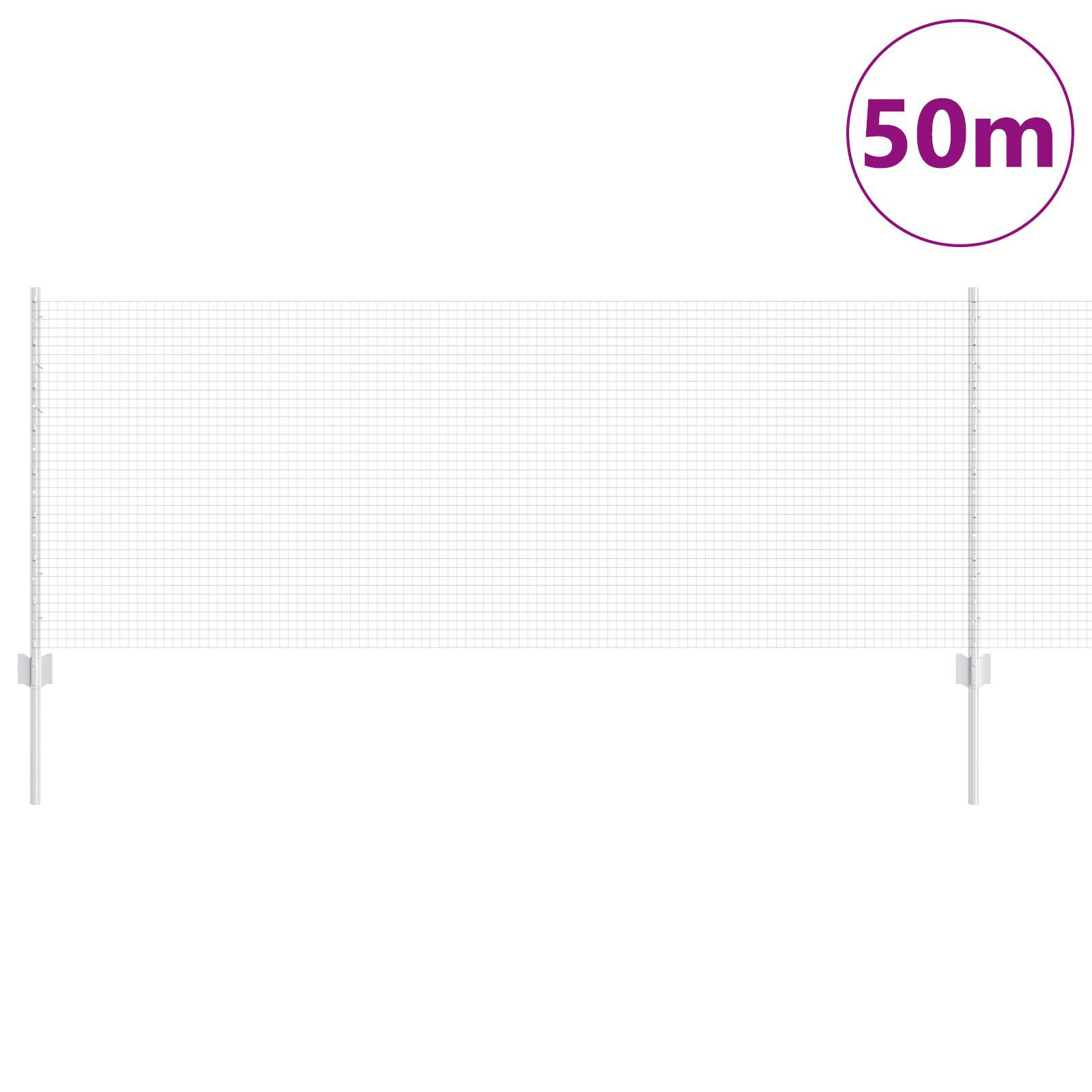 vidaXL Îngrădire cu stâlpi Argintiu 0.8 x 50 m Oțel vidaXL Îngrădire cu stâlpi Argintiu 0.8 x 50 m Oțel