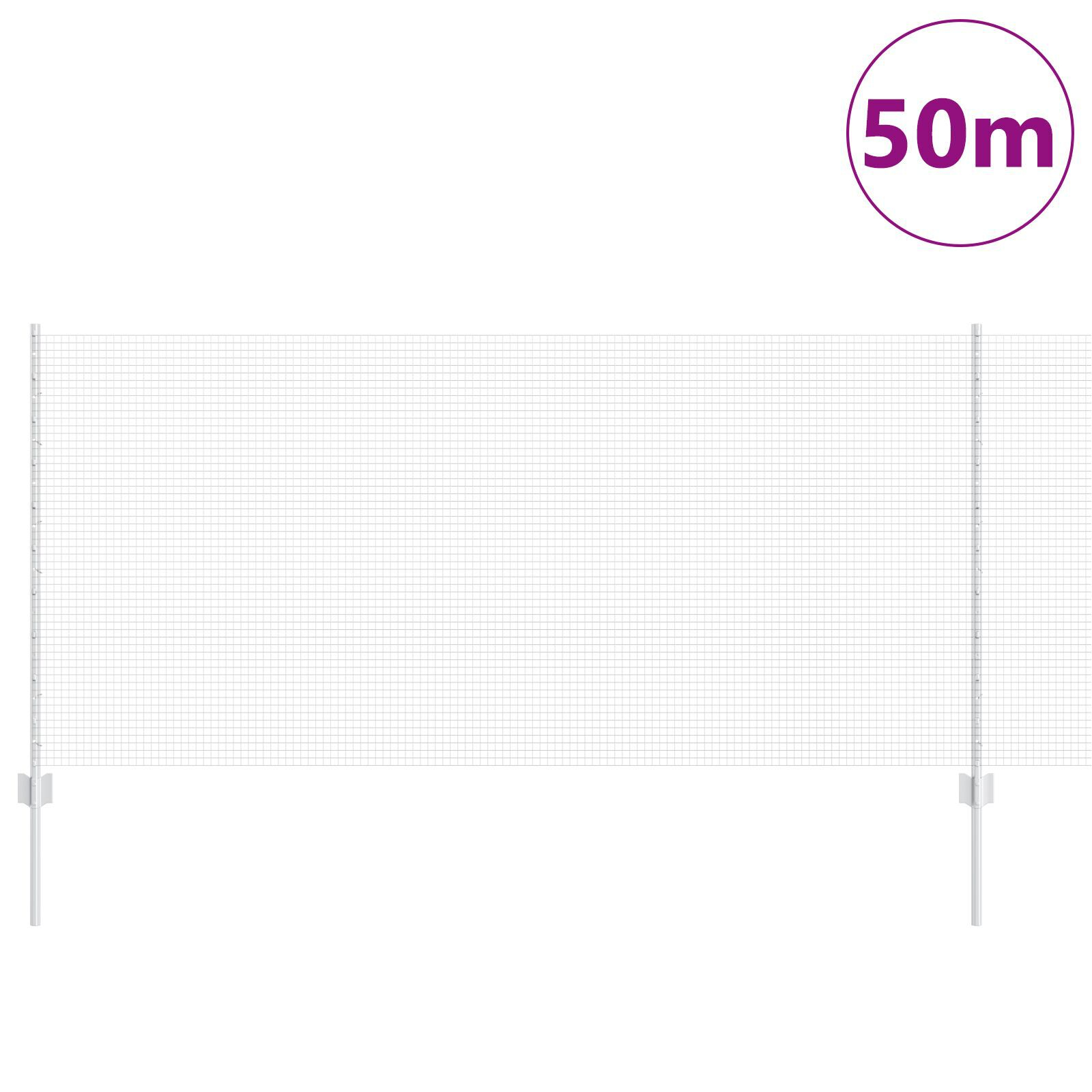 vidaXL Îngrădire cu stâlpi Argintiu 1 x 50 m Oțel