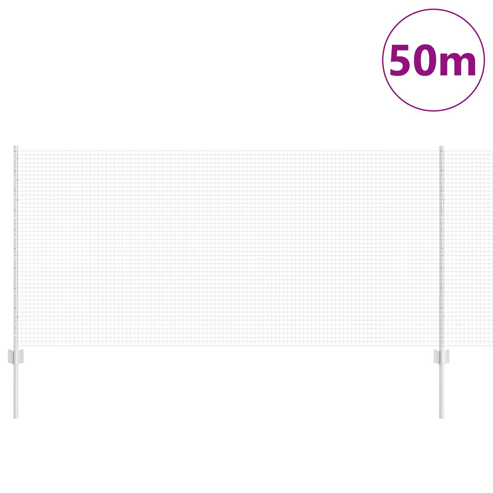 vidaXL Îngrădire cu stâlpi Argintiu 1 x 50 m Oțel