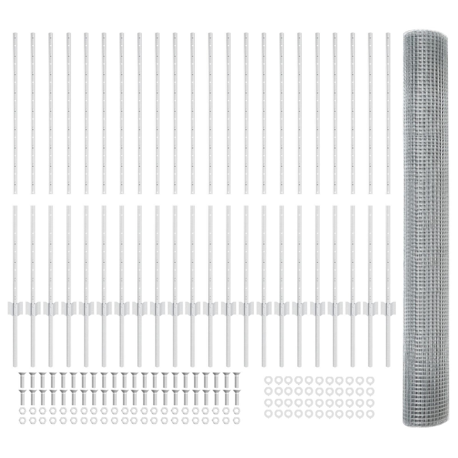 vidaXL Îngrădire cu stâlpi Argintiu 1.2 x 50 m Oțel vidaXL Îngrădire cu stâlpi Argintiu 1.2 x 50 m Oțel