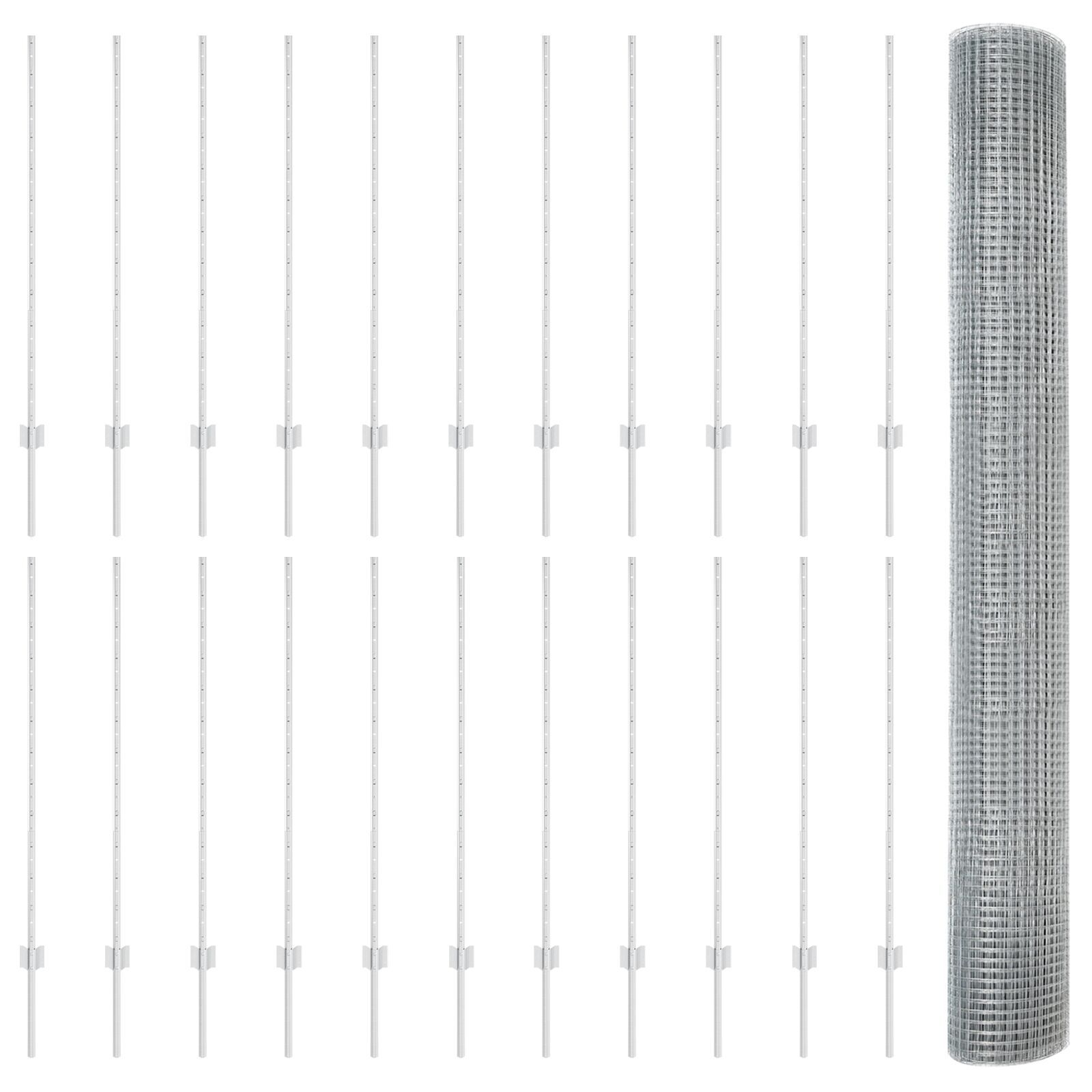 vidaXL Îngrădire cu stâlpi Argintiu 1.2 x 50 m Oțel vidaXL Îngrădire cu stâlpi Argintiu 1.2 x 50 m Oțel